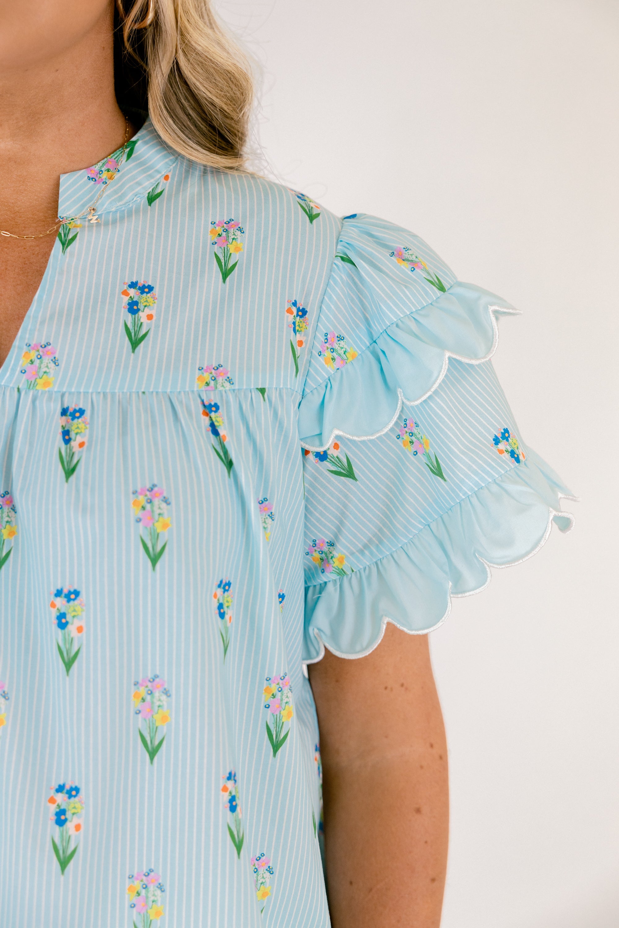 Santorini Bound Top, Blue Floral