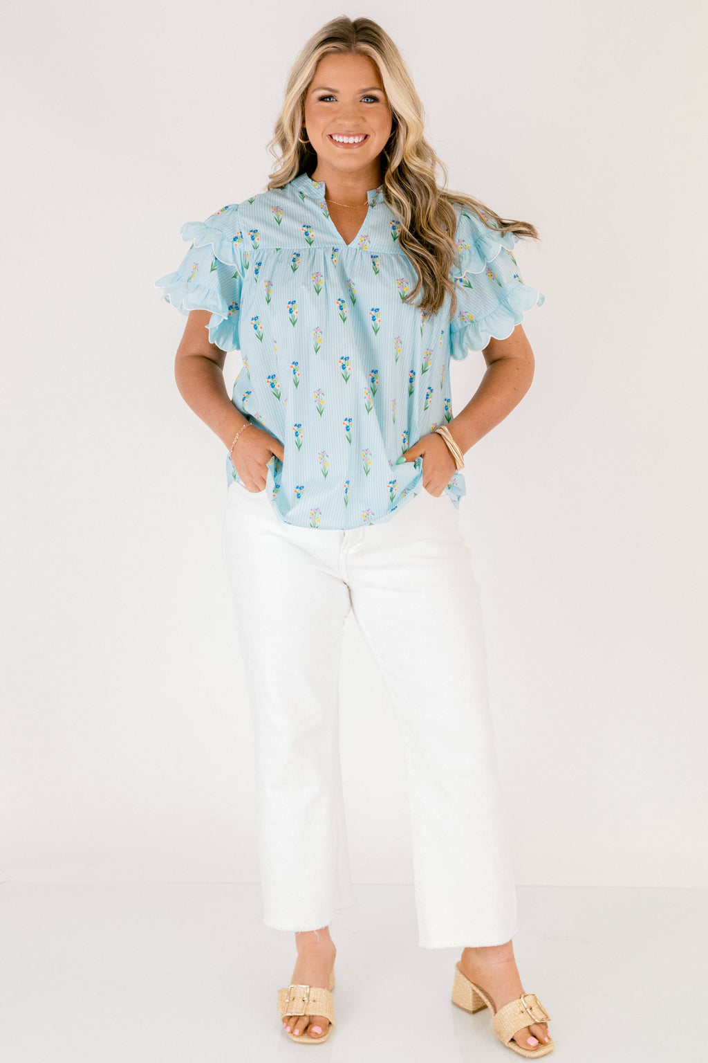 Santorini Bound Top, Blue Floral