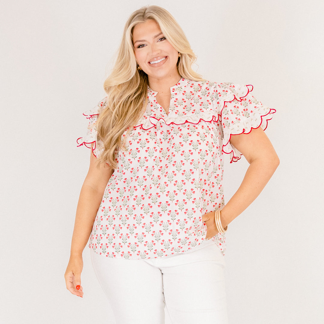 Santorini Bound Top, Pink Floral
