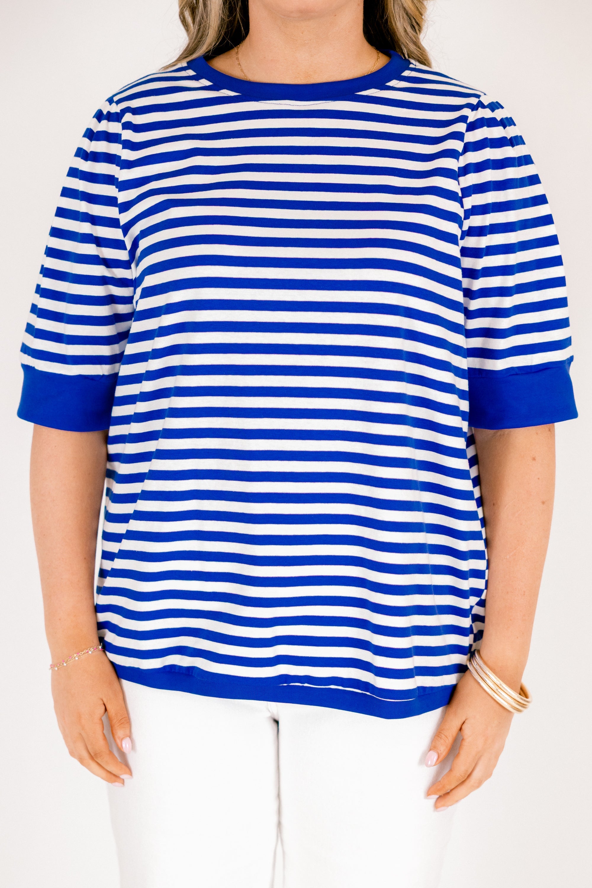 Signature Stripes Top, Blue-White