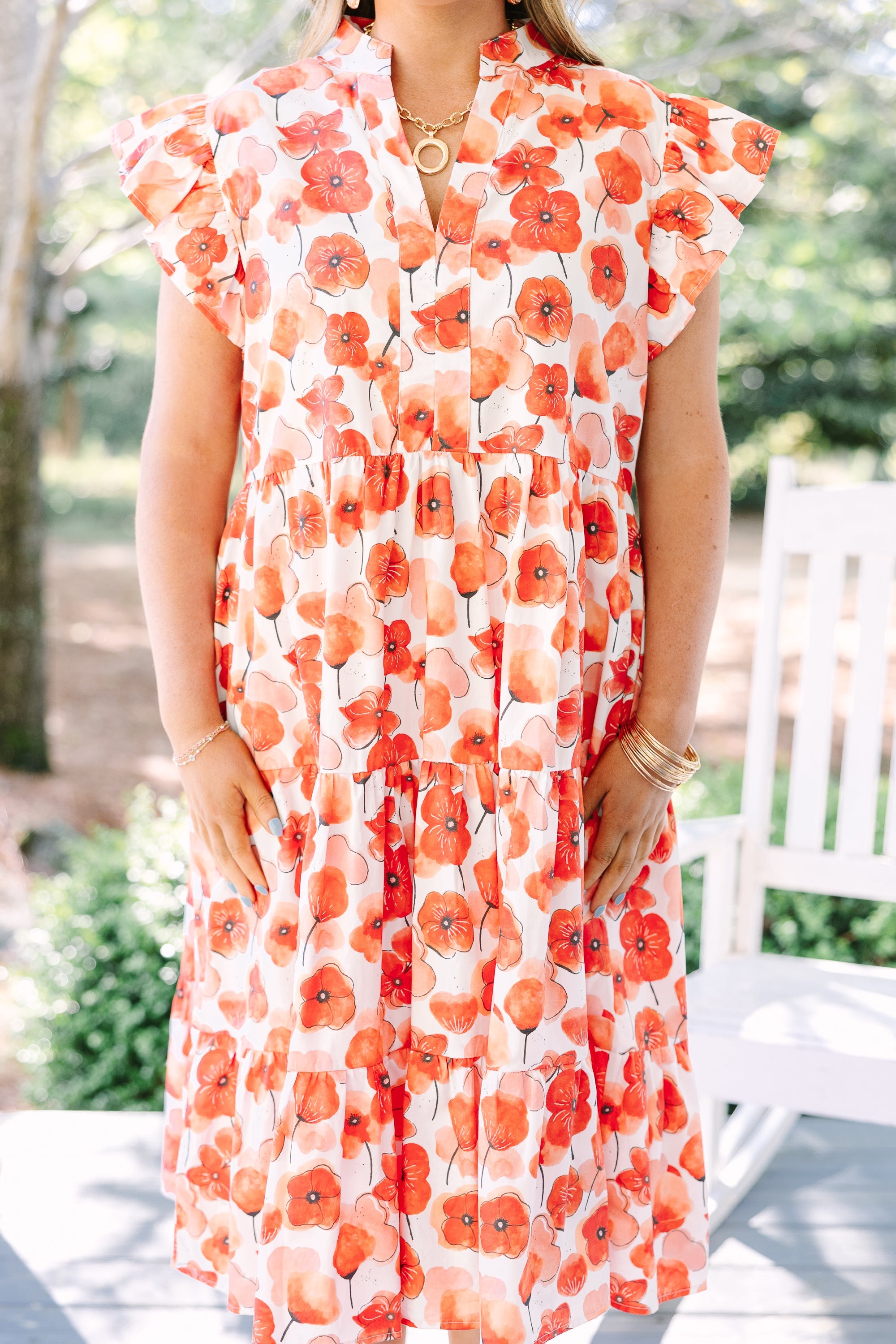 Simply The Vibe Midi Dress, Red Floral