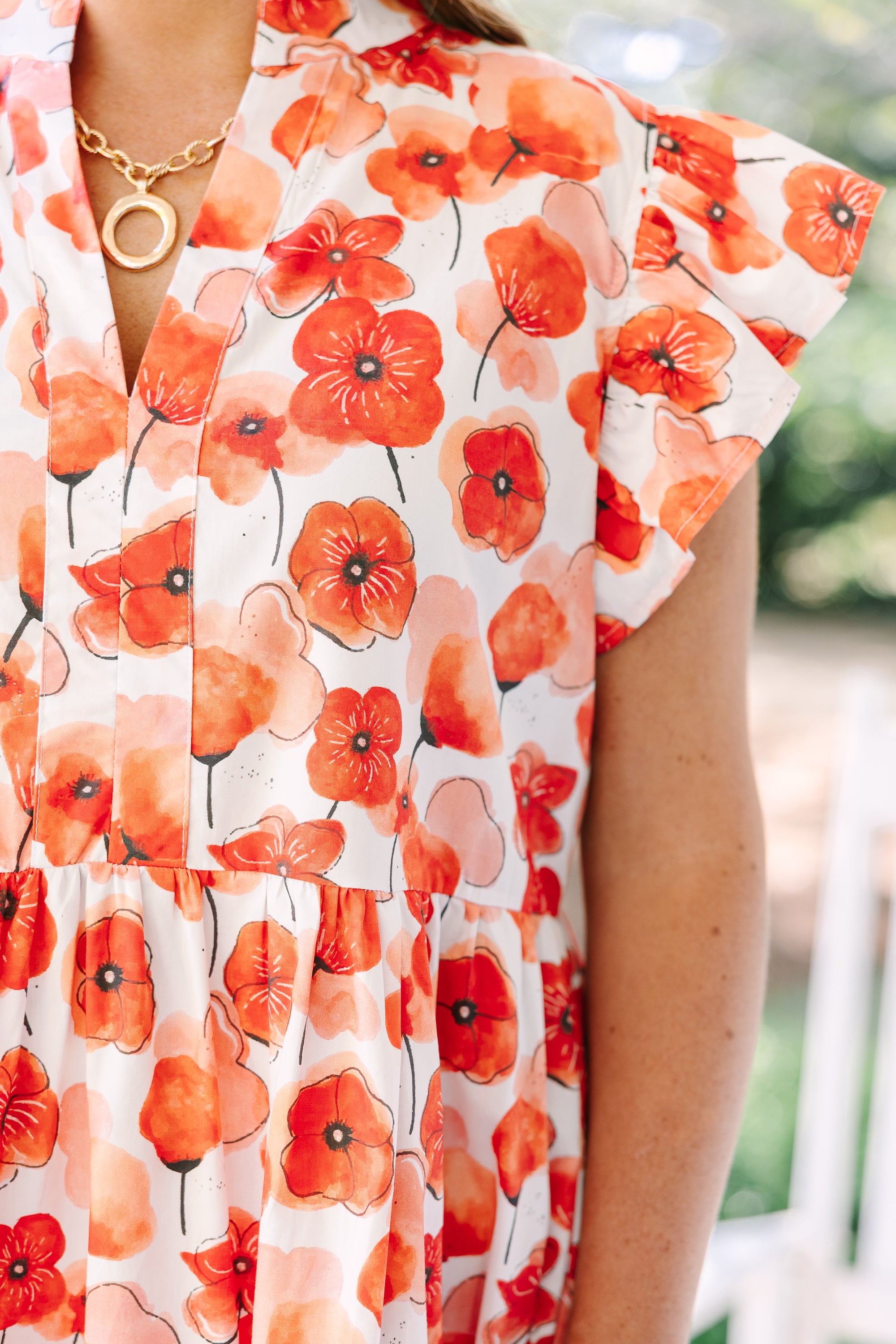 Simply The Vibe Midi Dress, Red Floral