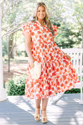 Simply The Vibe Midi Dress, Red Floral