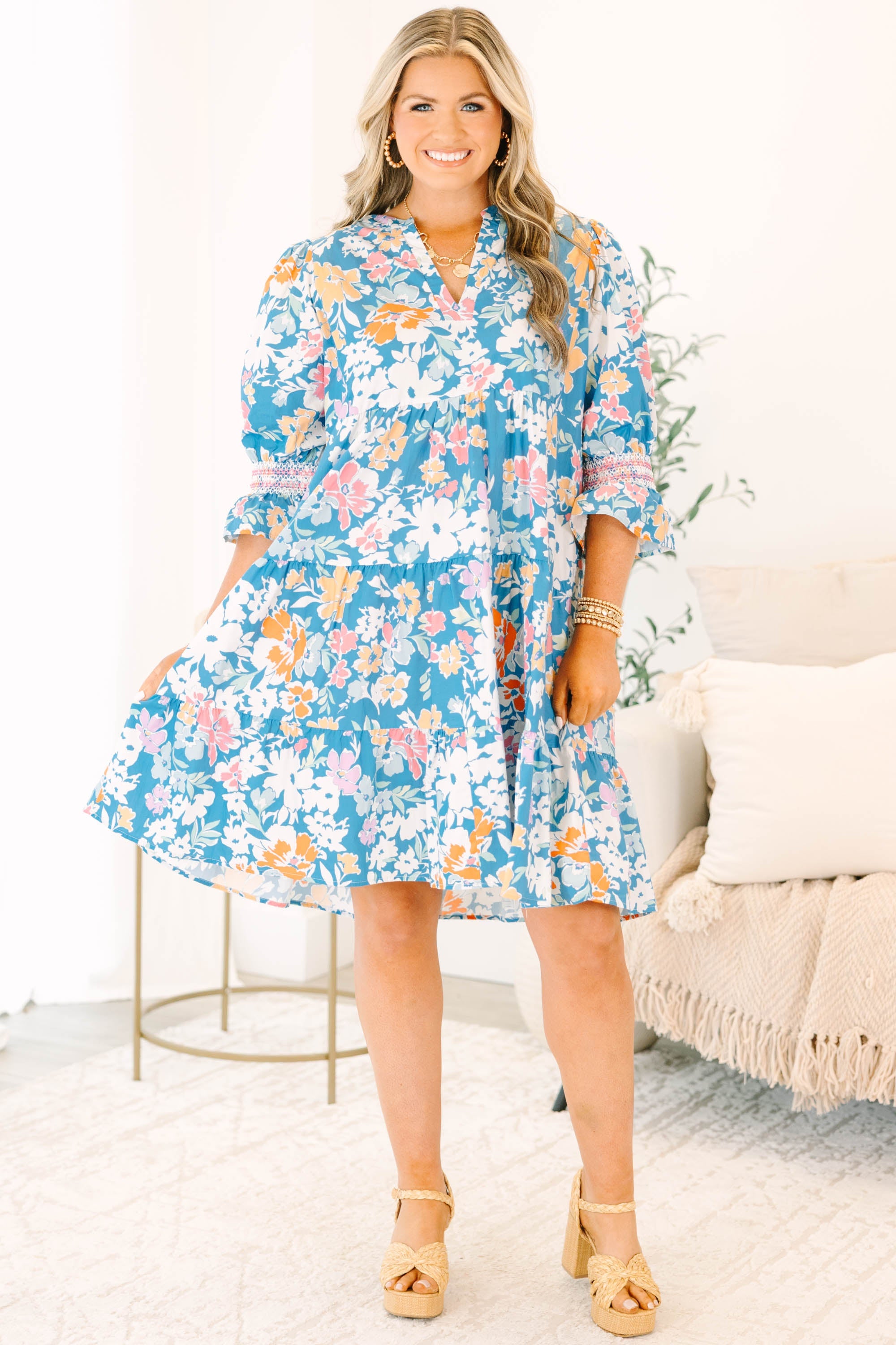 Sands Of Life Dress, Blue Floral Mix