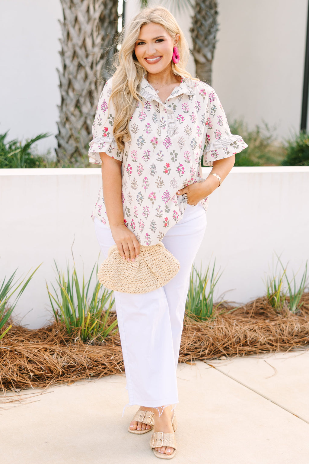 Speaking Up Top, Cream Floral