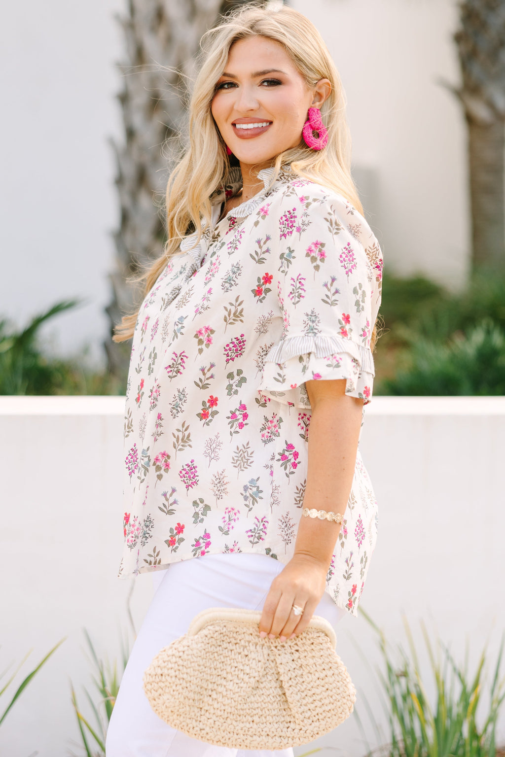 Speaking Up Top, Cream Floral