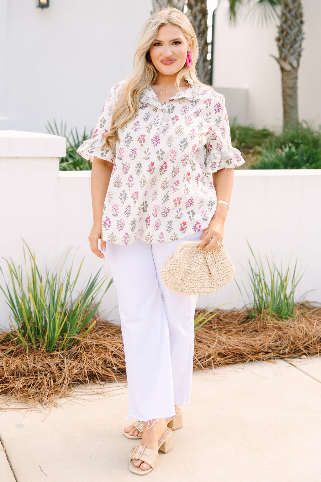 Speaking Up Top, Cream Floral