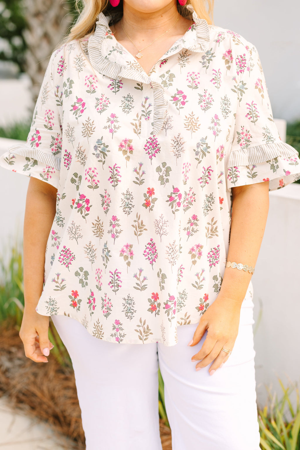 Speaking Up Top, Cream Floral