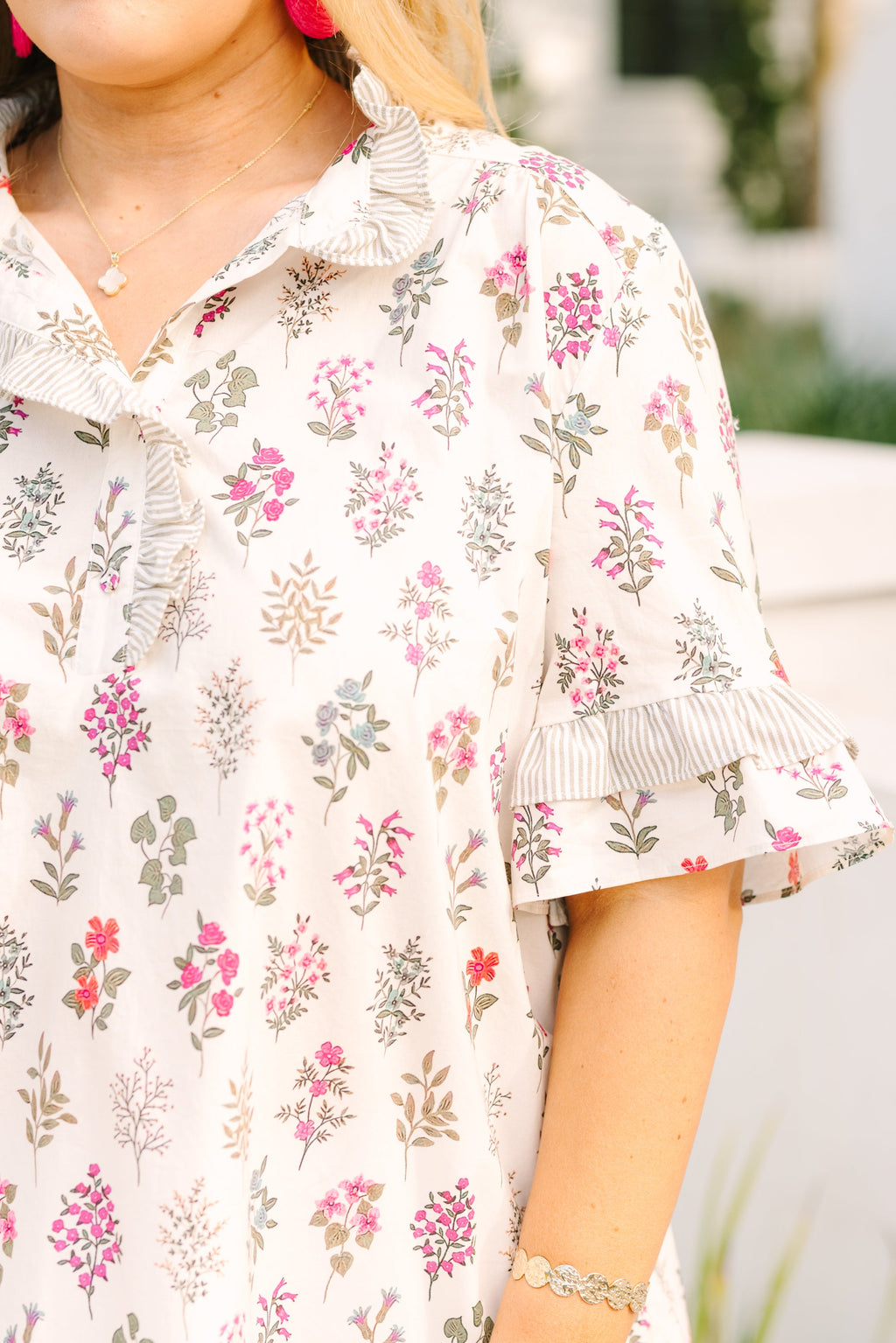Speaking Up Top, Cream Floral
