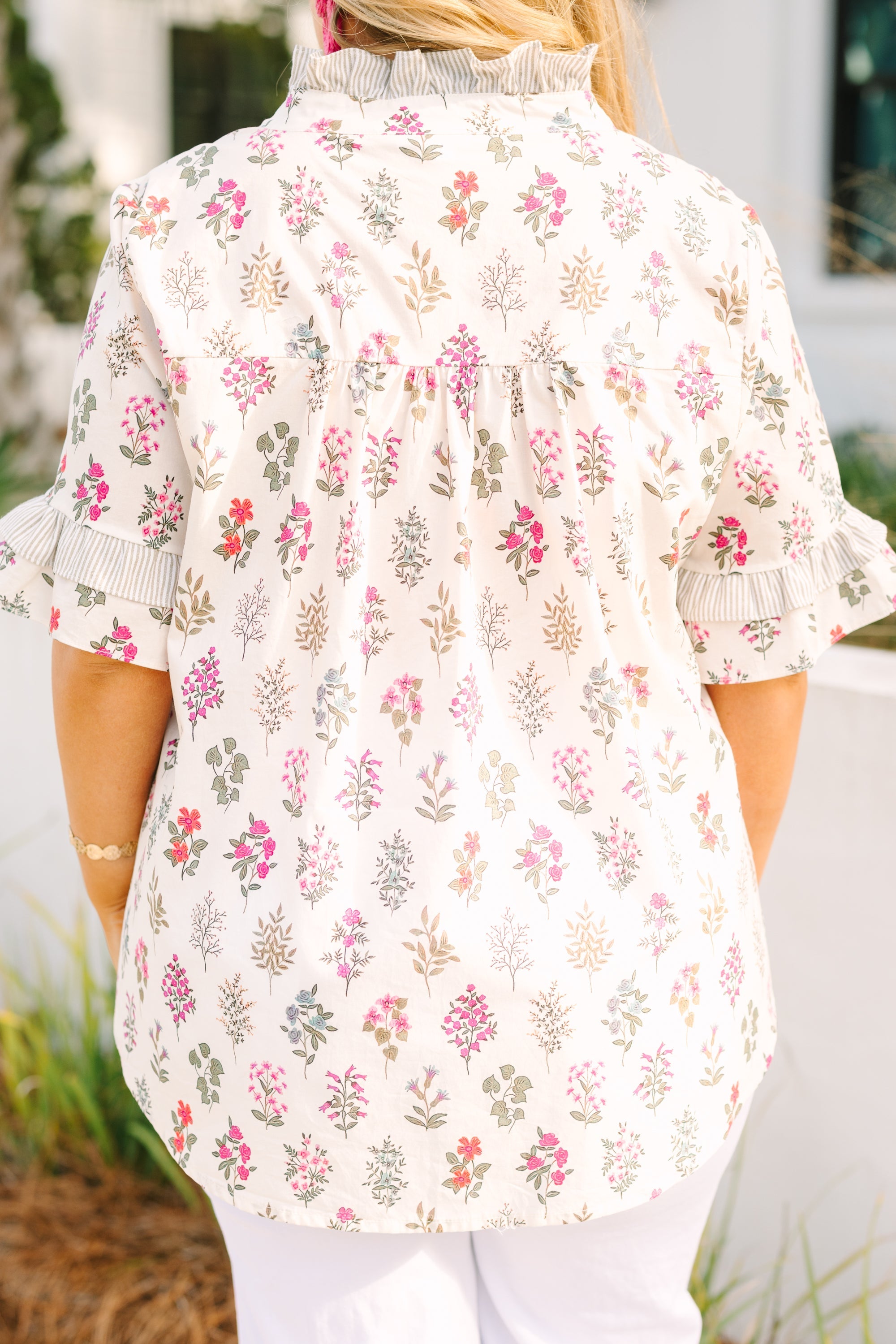 Speaking Up Top, Cream Floral