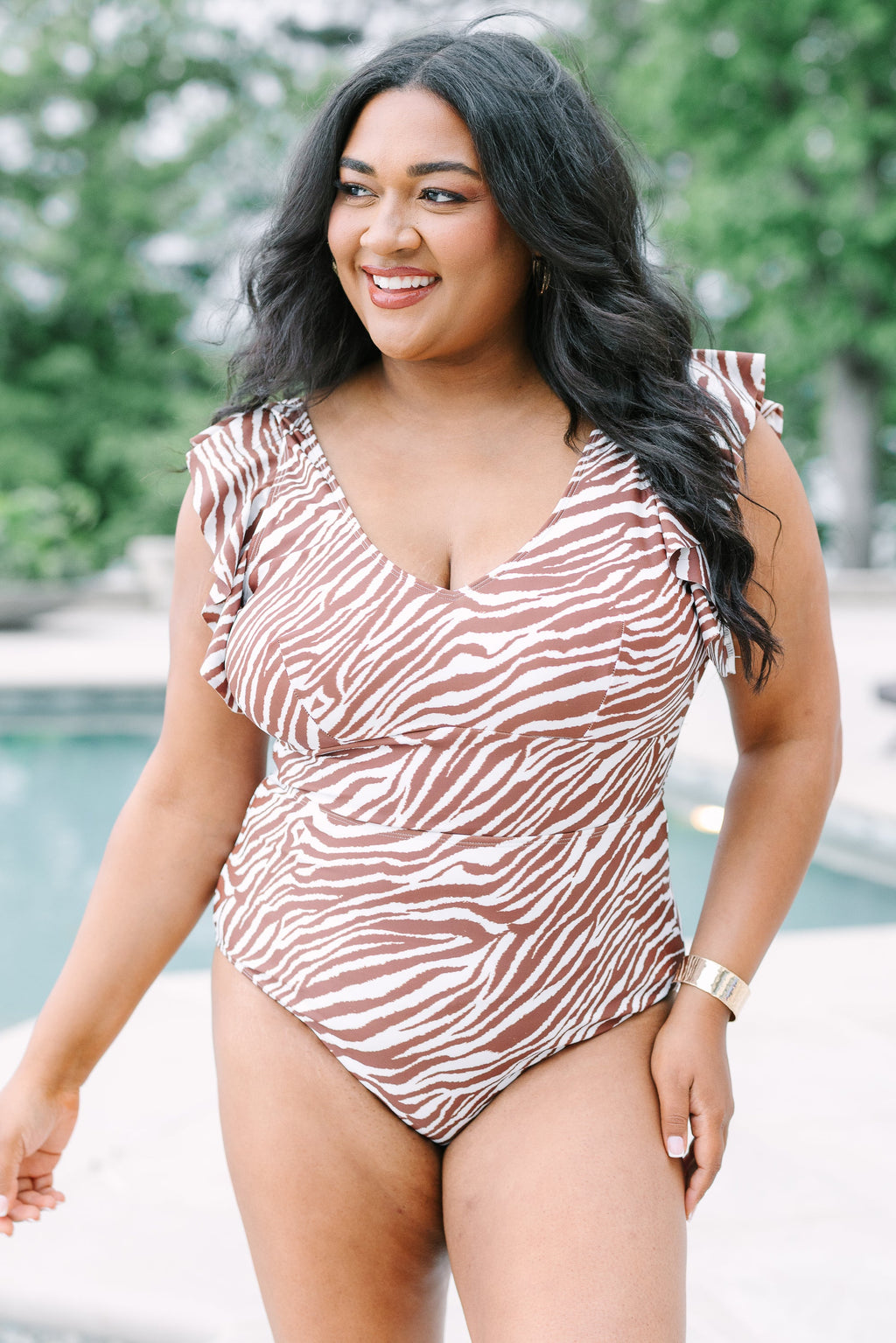Spending My PTO Swimsuit, Brown Zebra