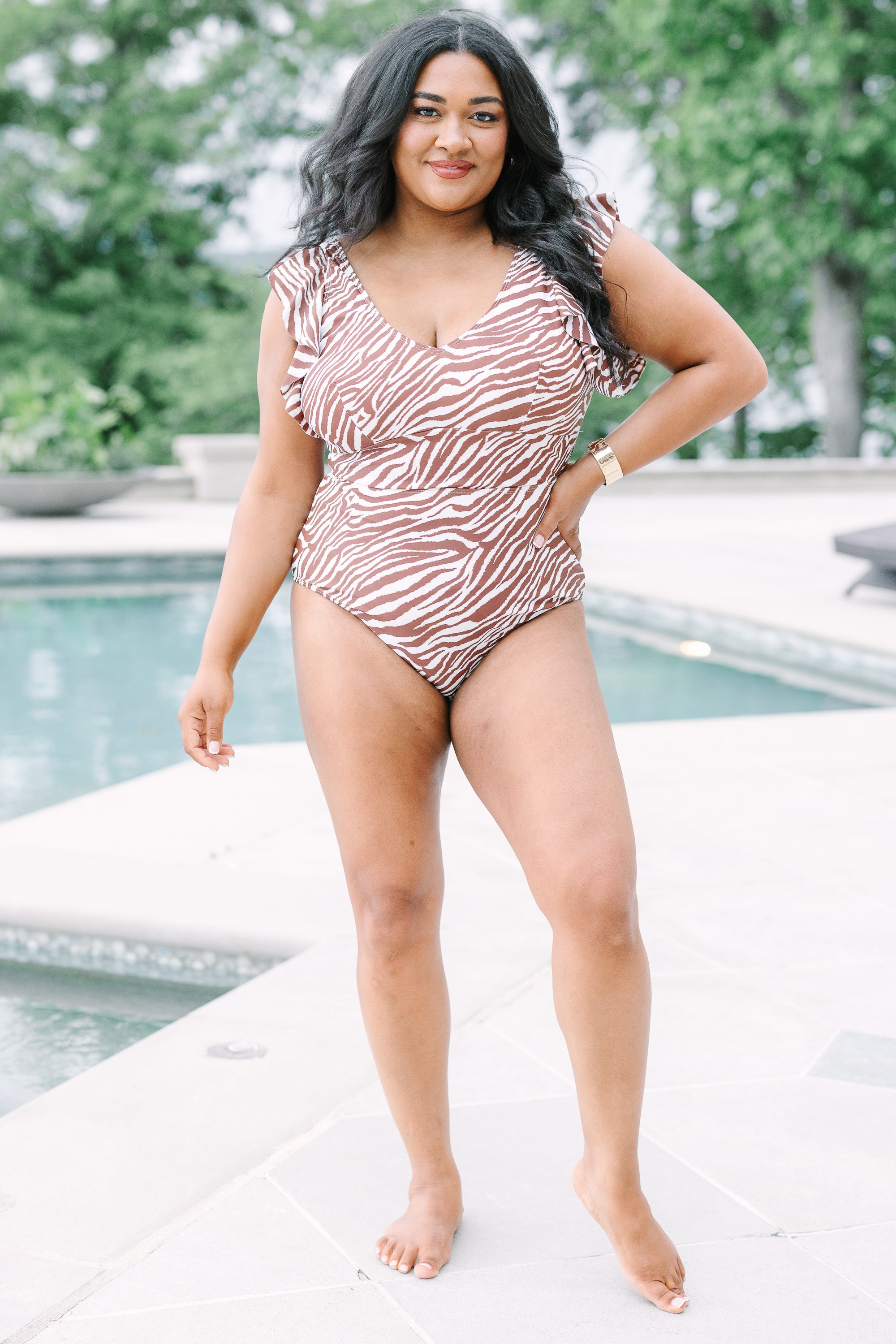 Spending My PTO Swimsuit, Brown Zebra