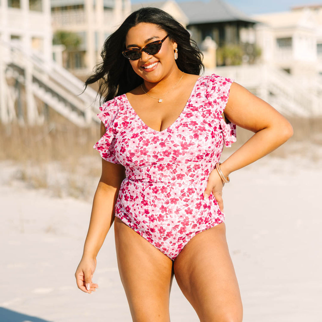 Spending My PTO Swimsuit, Purple Floral