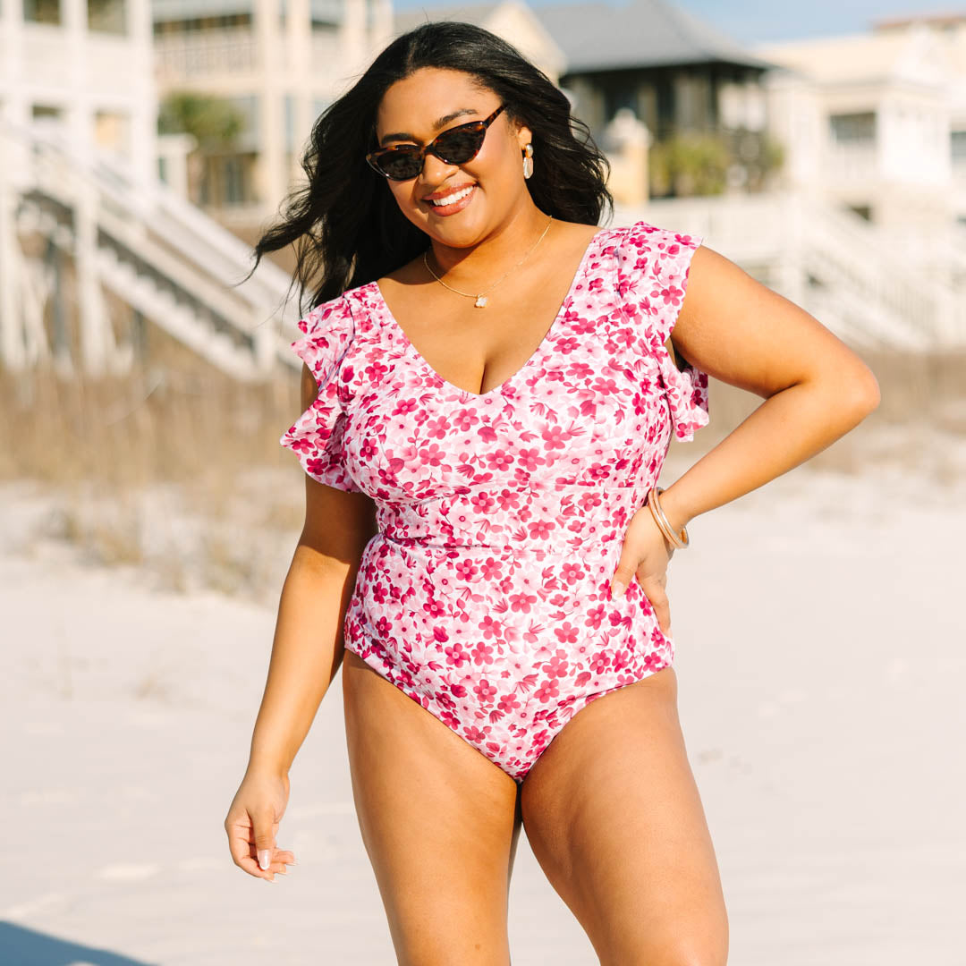 Spending My PTO Swimsuit, Purple Floral