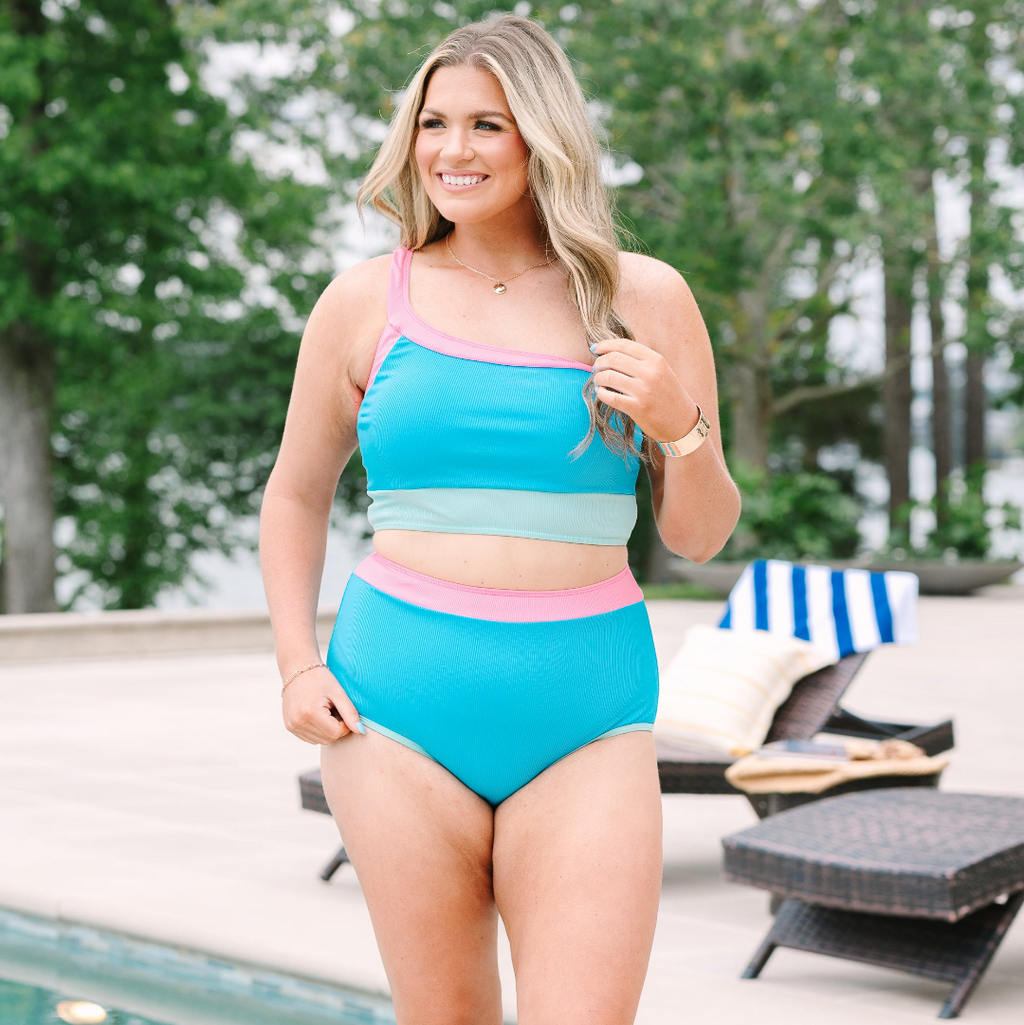 Splash At The Beach Top, Aqua Multi
