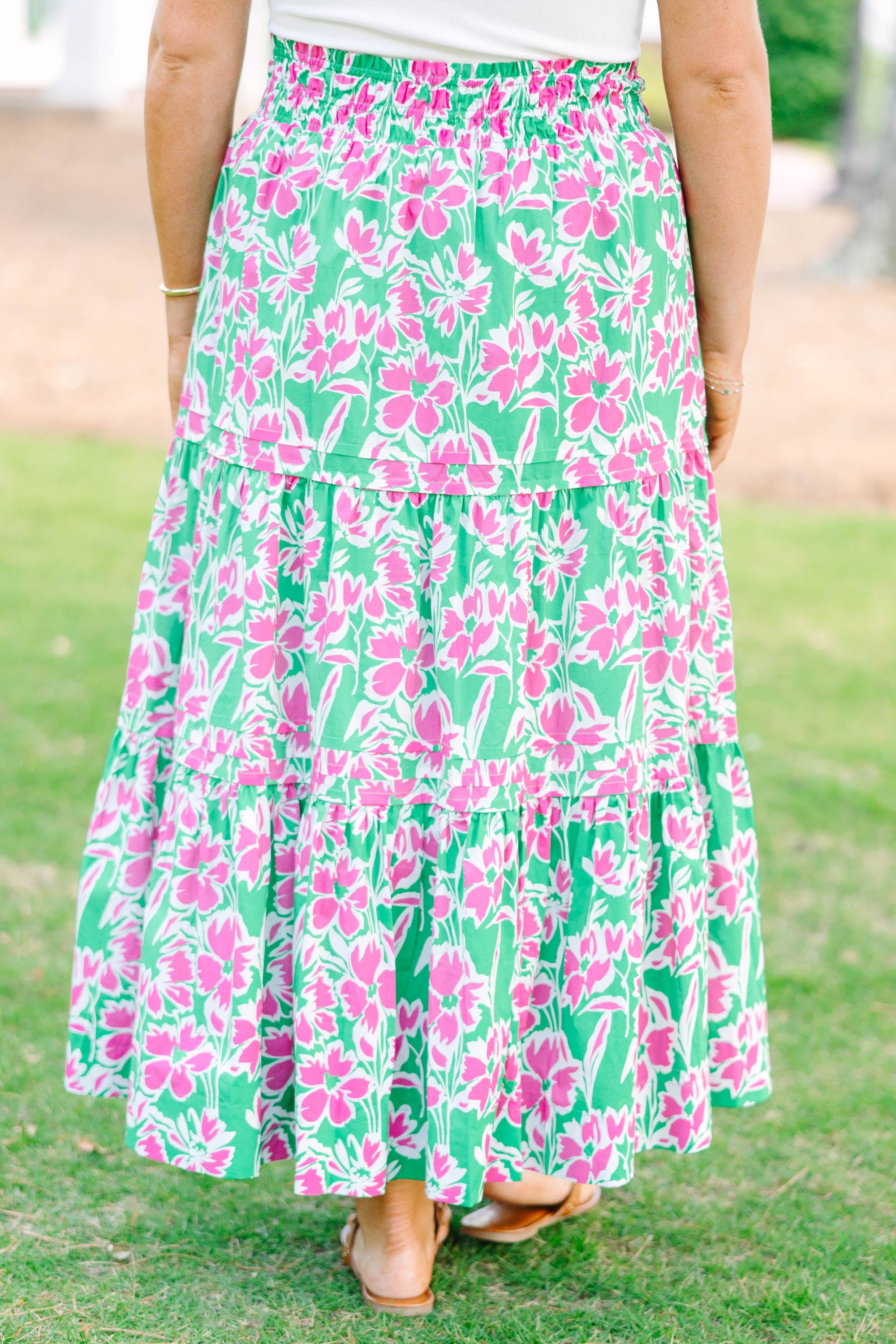 Spring Gardens Skirt, Pink-Green