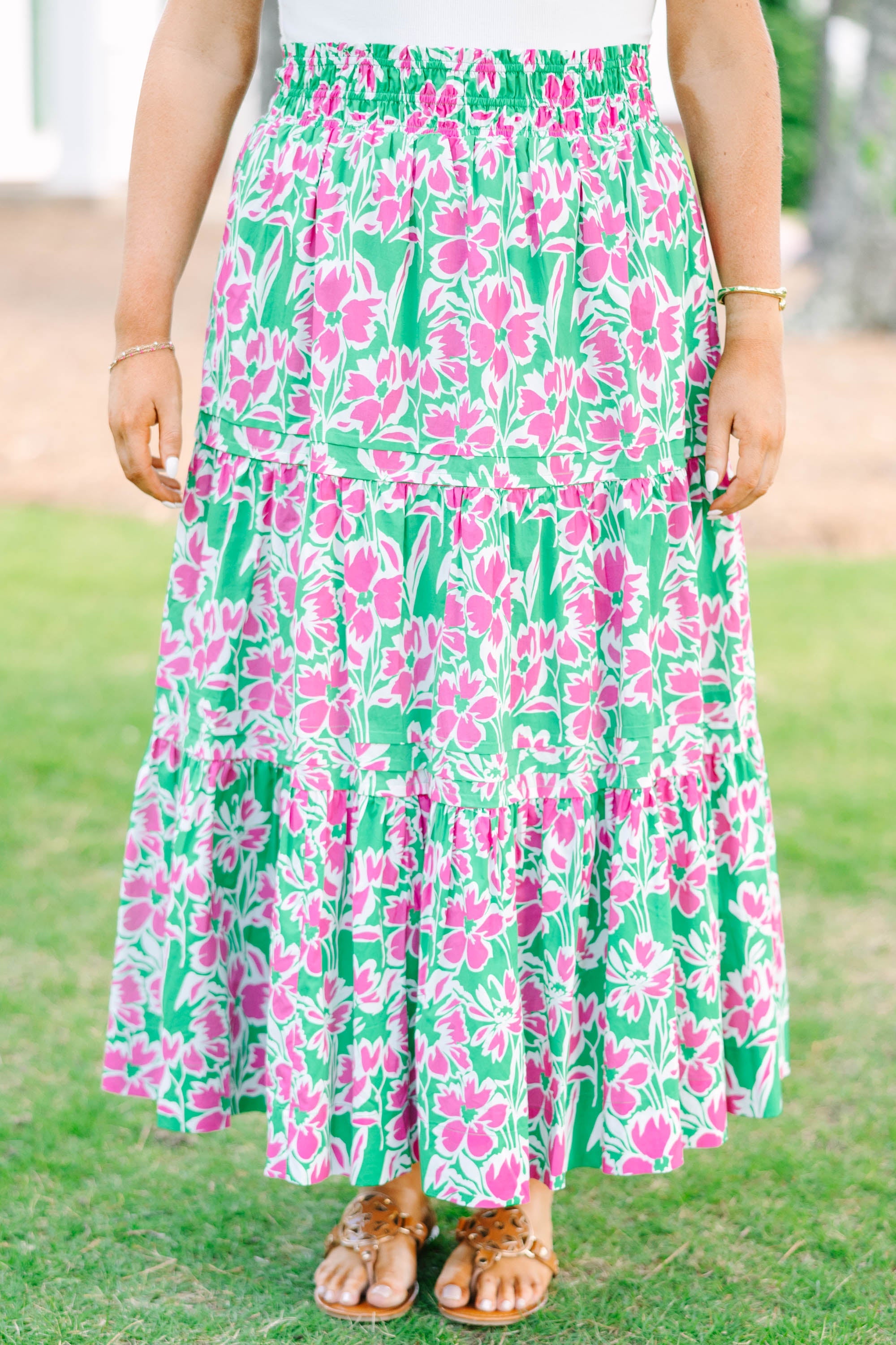 Spring Gardens Skirt, Pink-Green