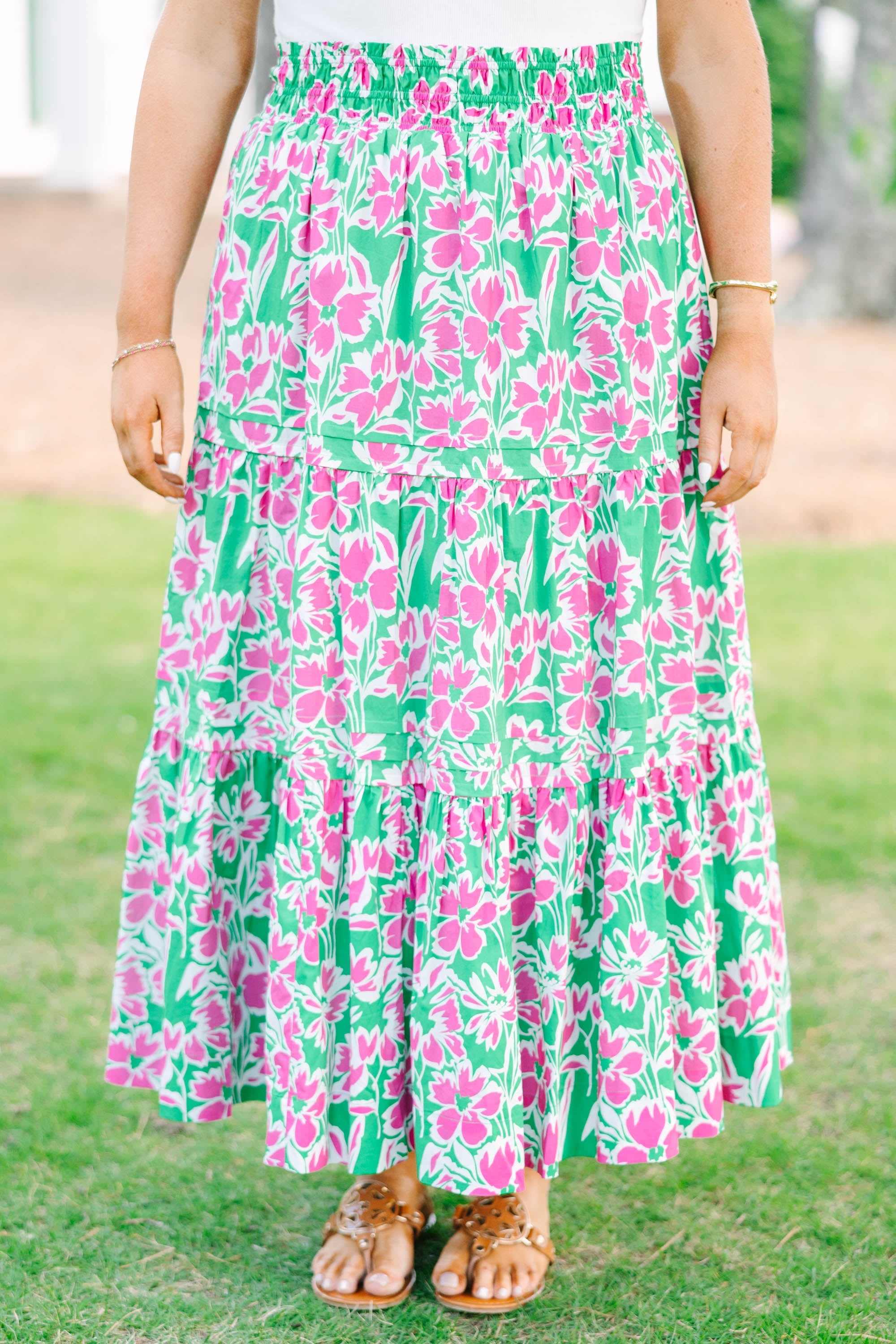 Spring Gardens Skirt, Pink-Green