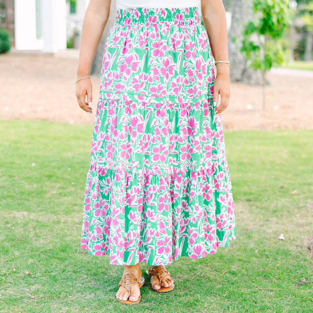 Spring Gardens Skirt, Pink-Green