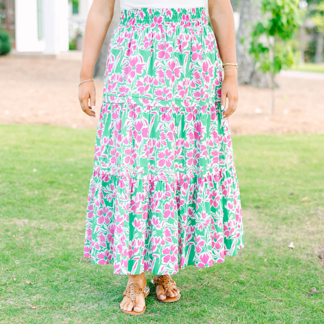 Spring Gardens Skirt, Pink-Green