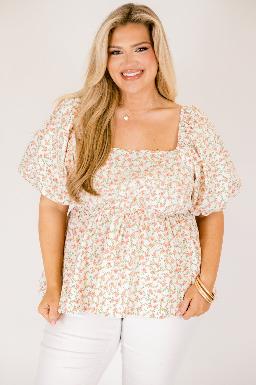 Spring Romance Top, Orange Floral