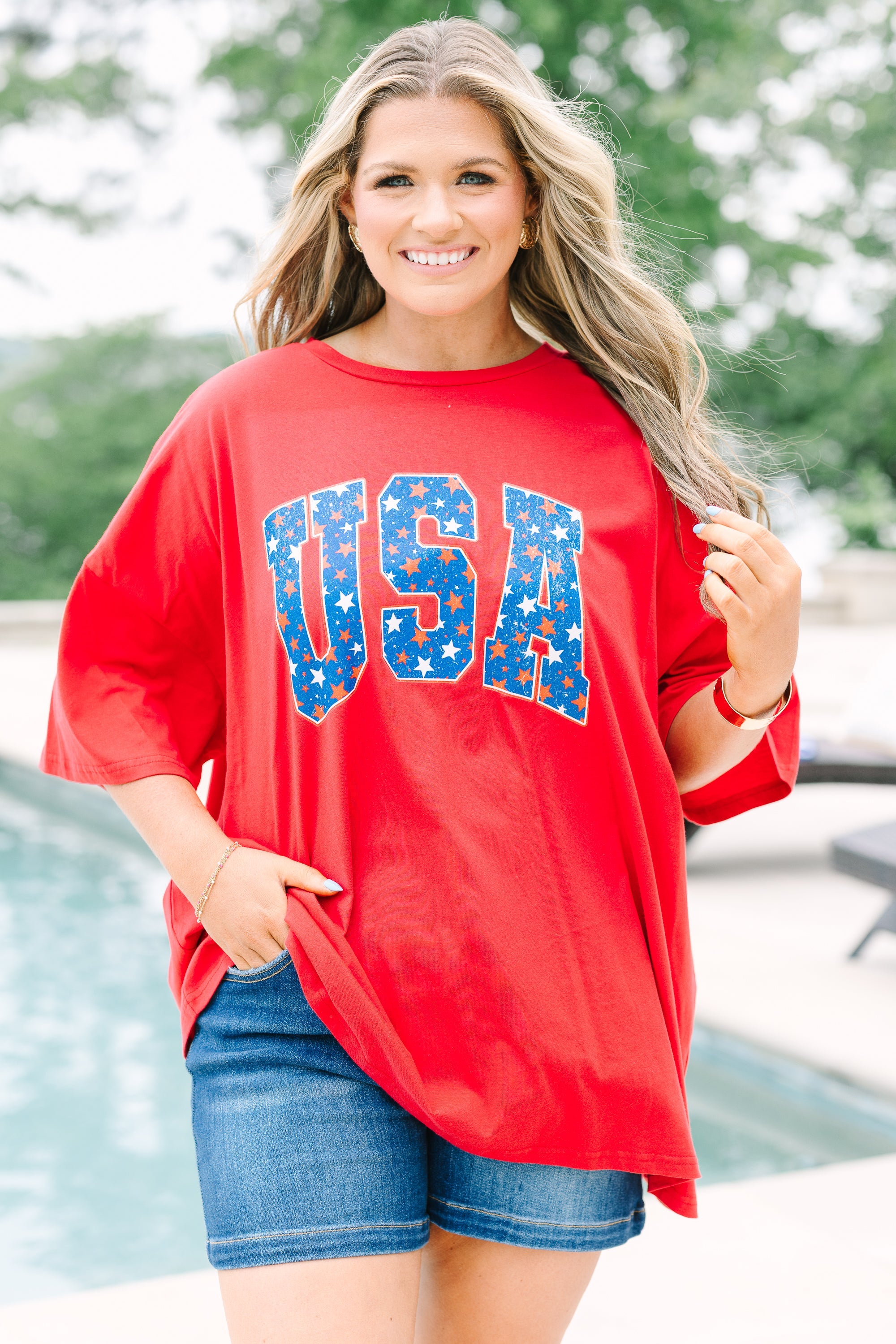 Starry in the USA Boyfriend Tee, Red