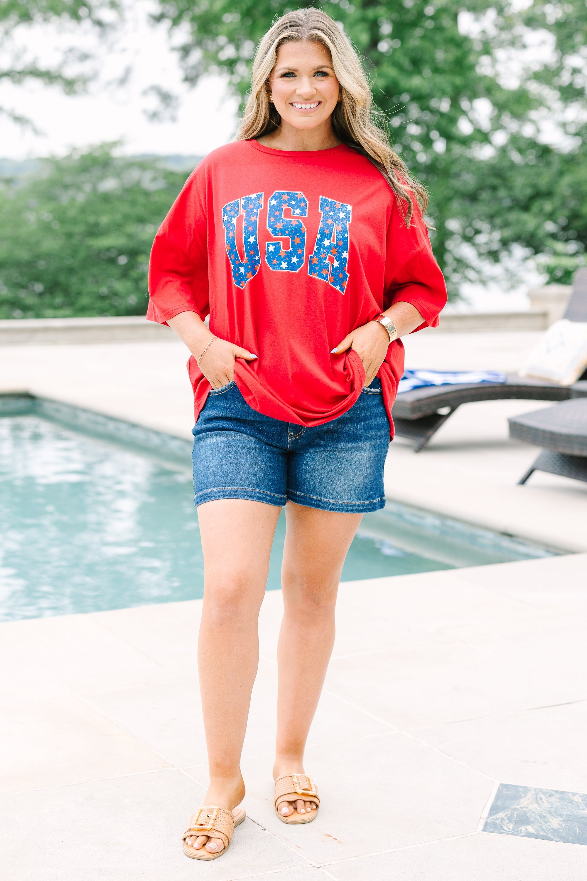 Starry in the USA Boyfriend Tee, Red