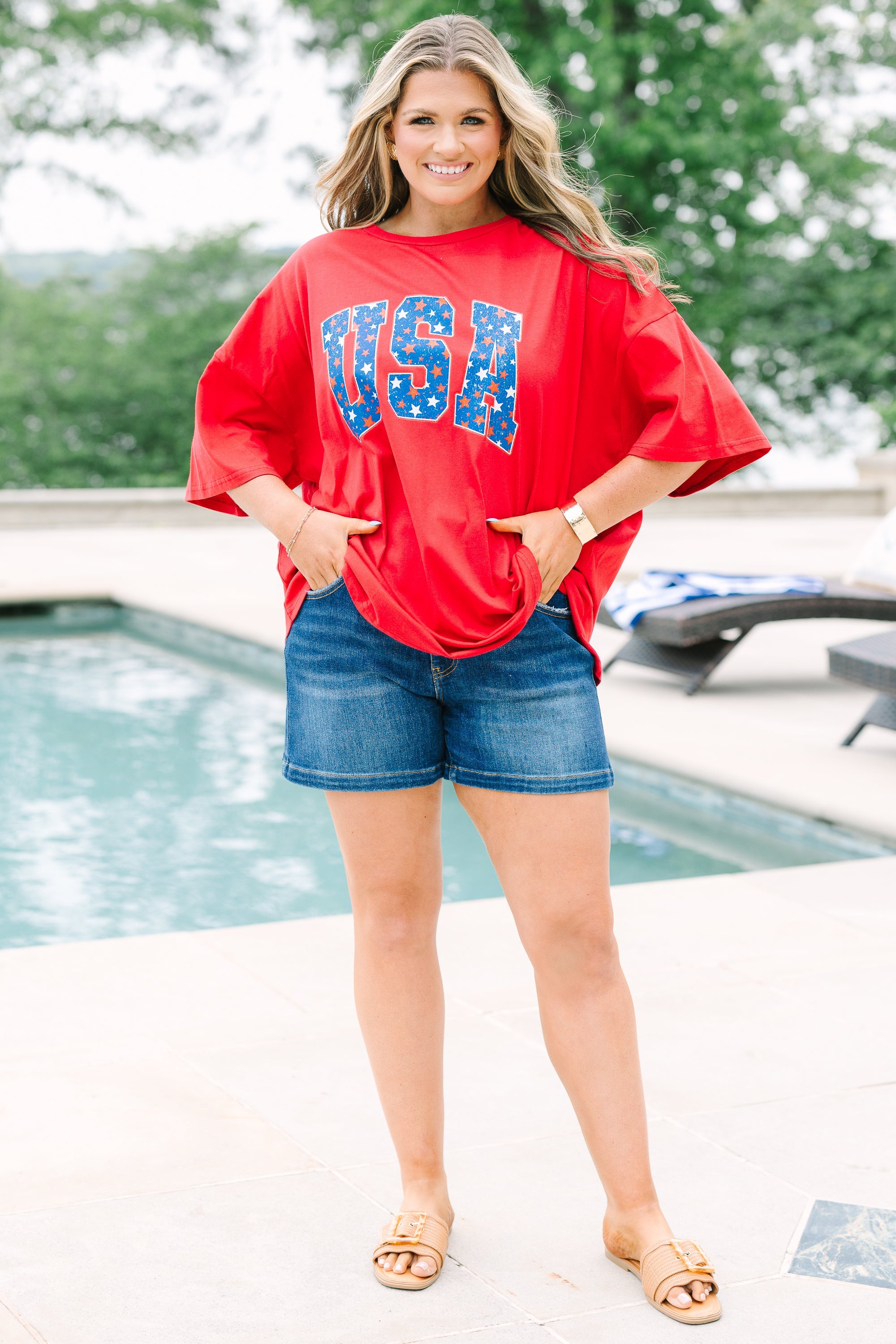 Starry in the USA Boyfriend Tee, Red