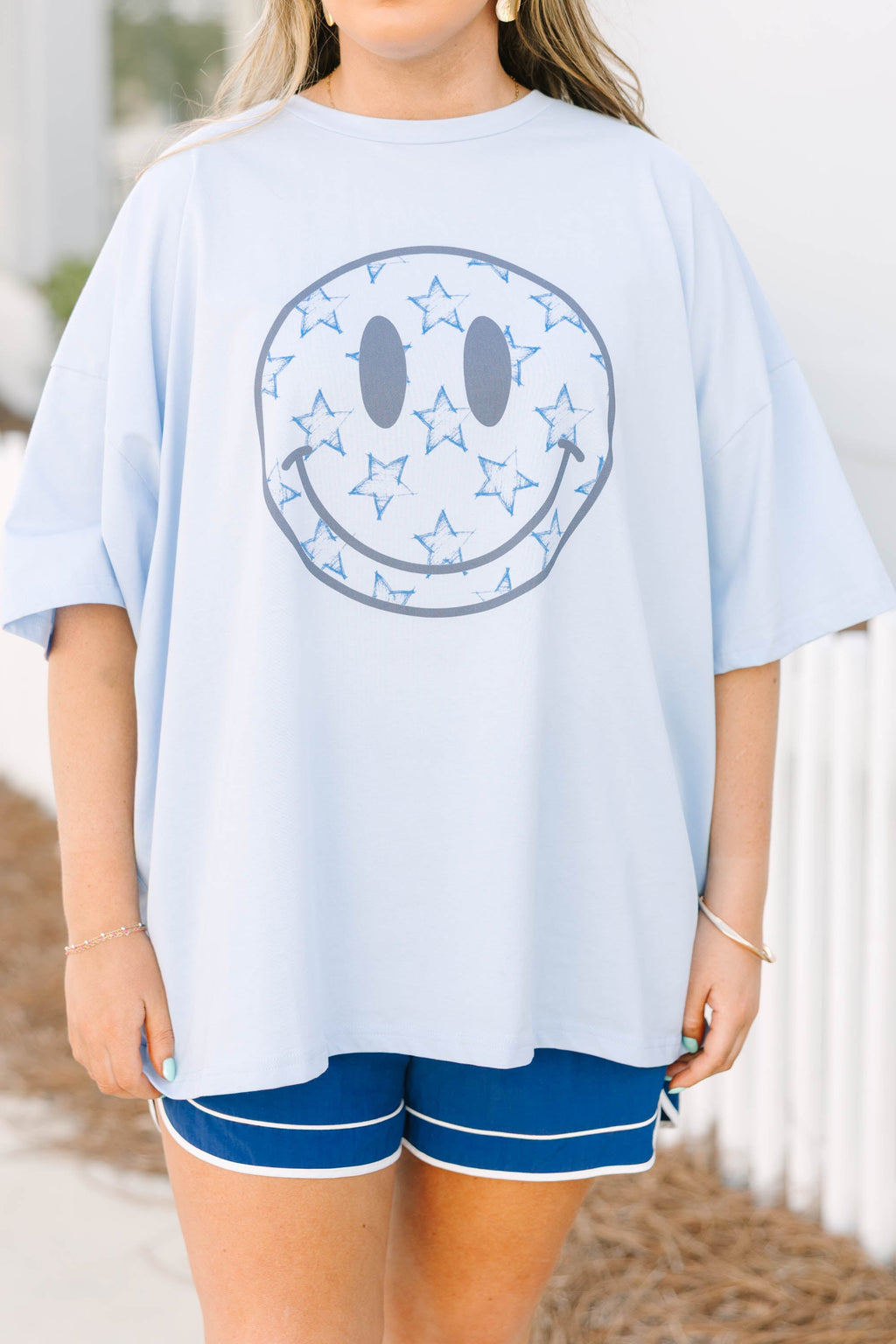 Stars Above Boyfriend Tee, Ash Blue