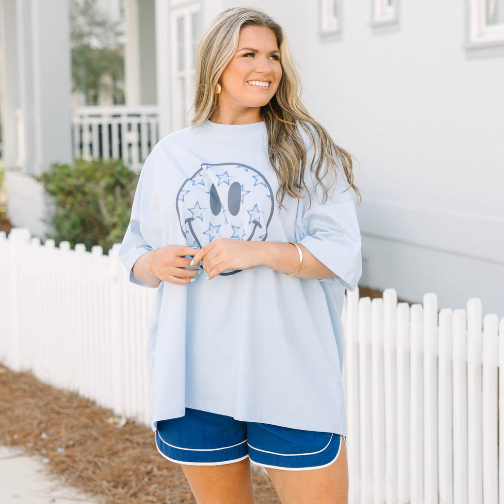 Stars Above Boyfriend Tee, Ash Blue