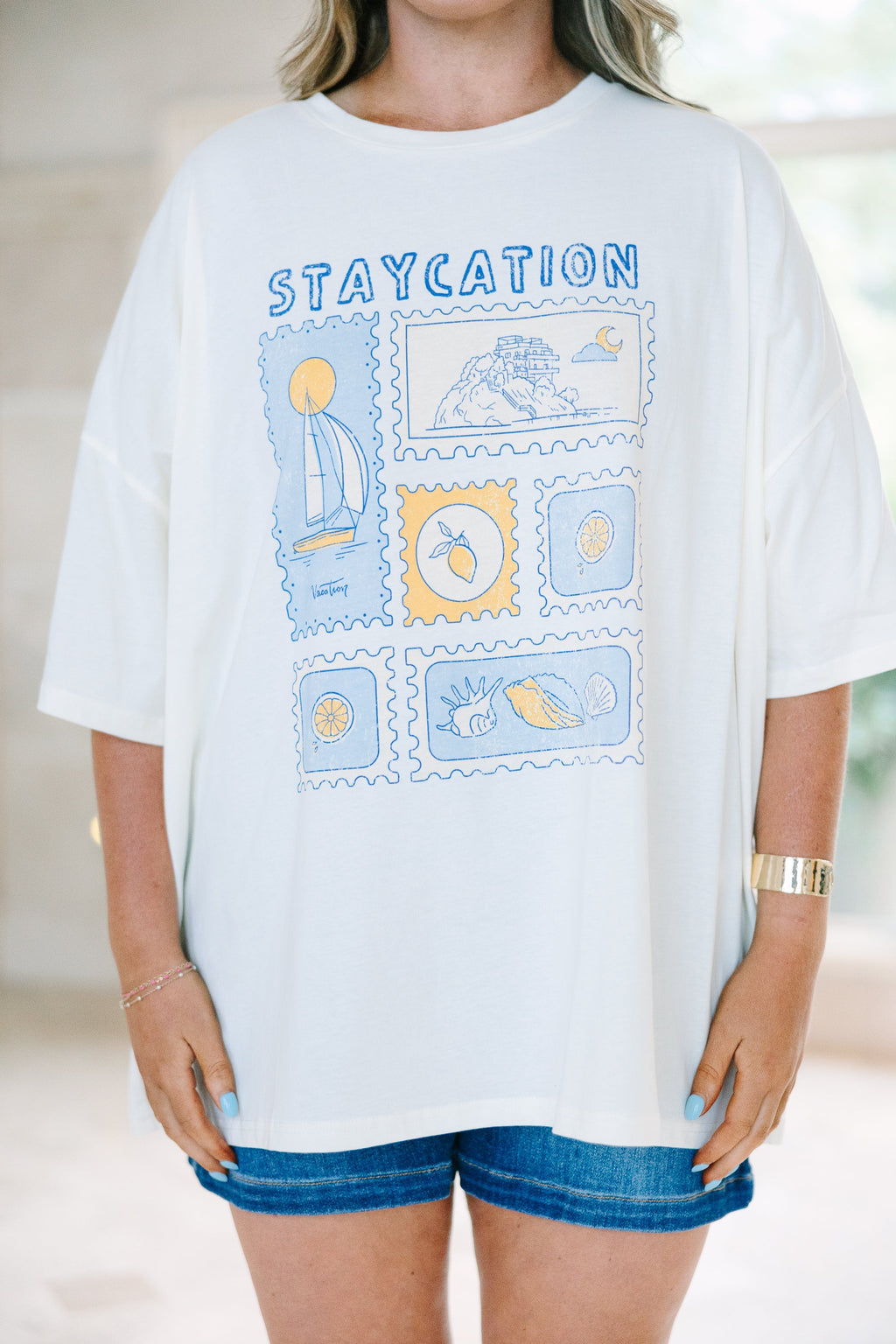 Staycation Mood Boyfriend Tee, Ivory