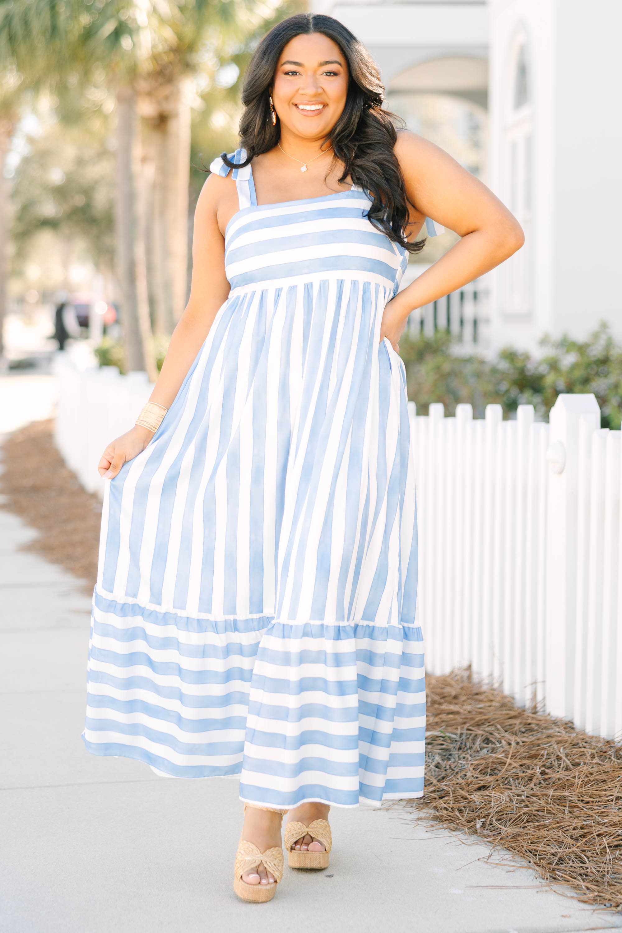 Stop And Smell The Roses Dress, Blue