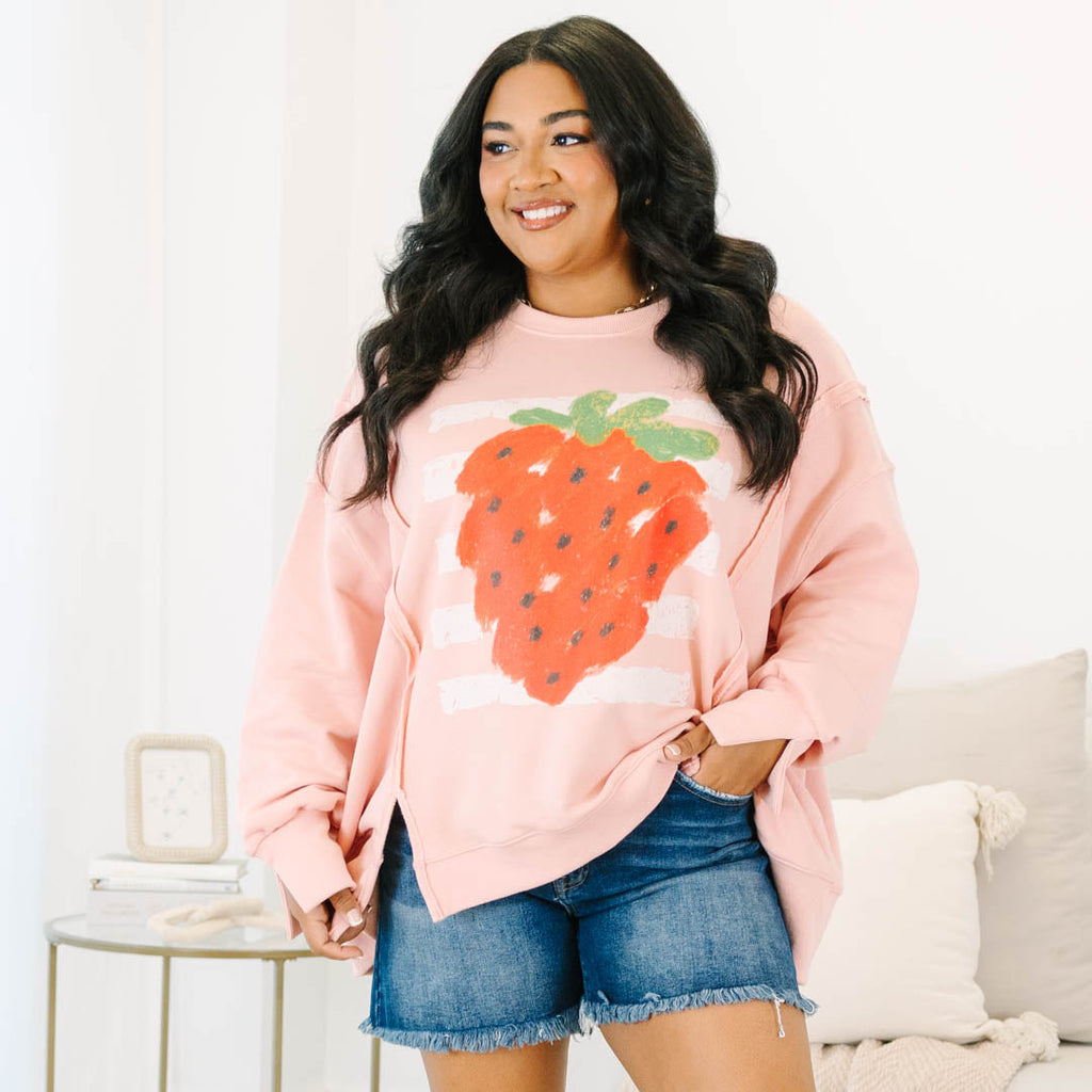 Strawberry Fields Comfy Crew, Dusty Pink