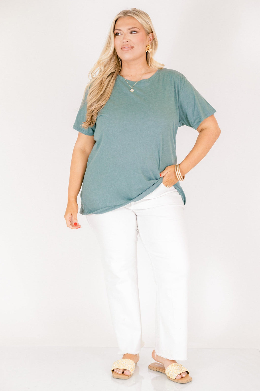 String of Luck Tee, Heather Ash Jade