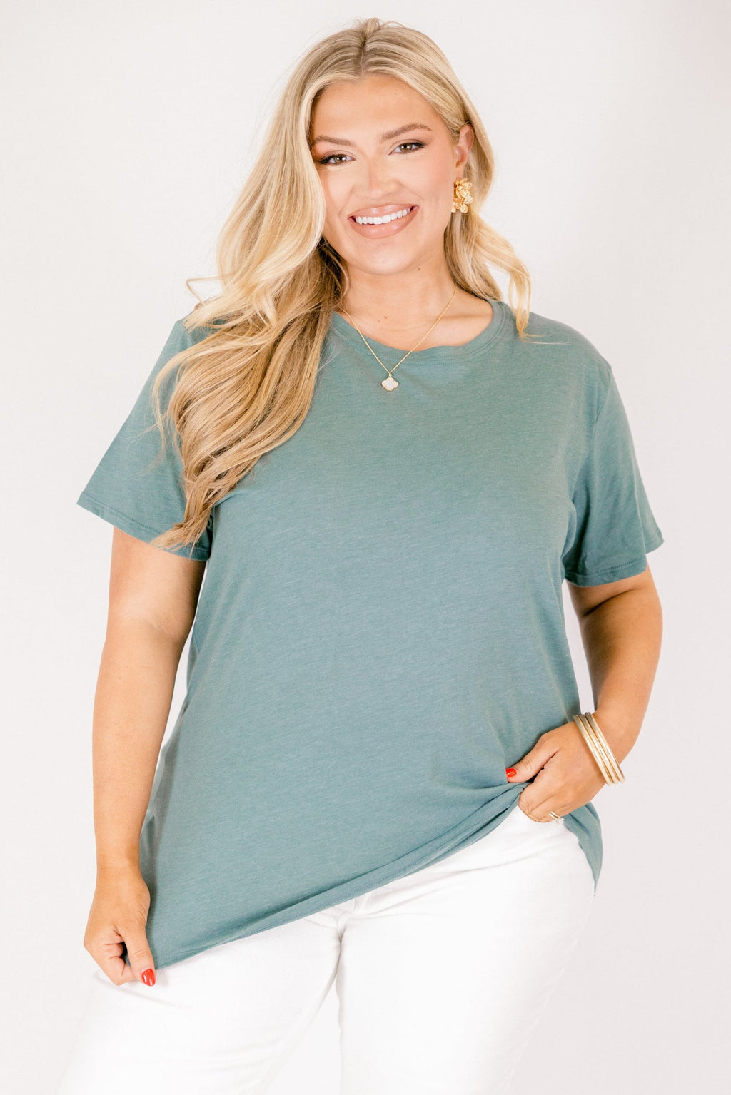 String of Luck Tee, Heather Ash Jade
