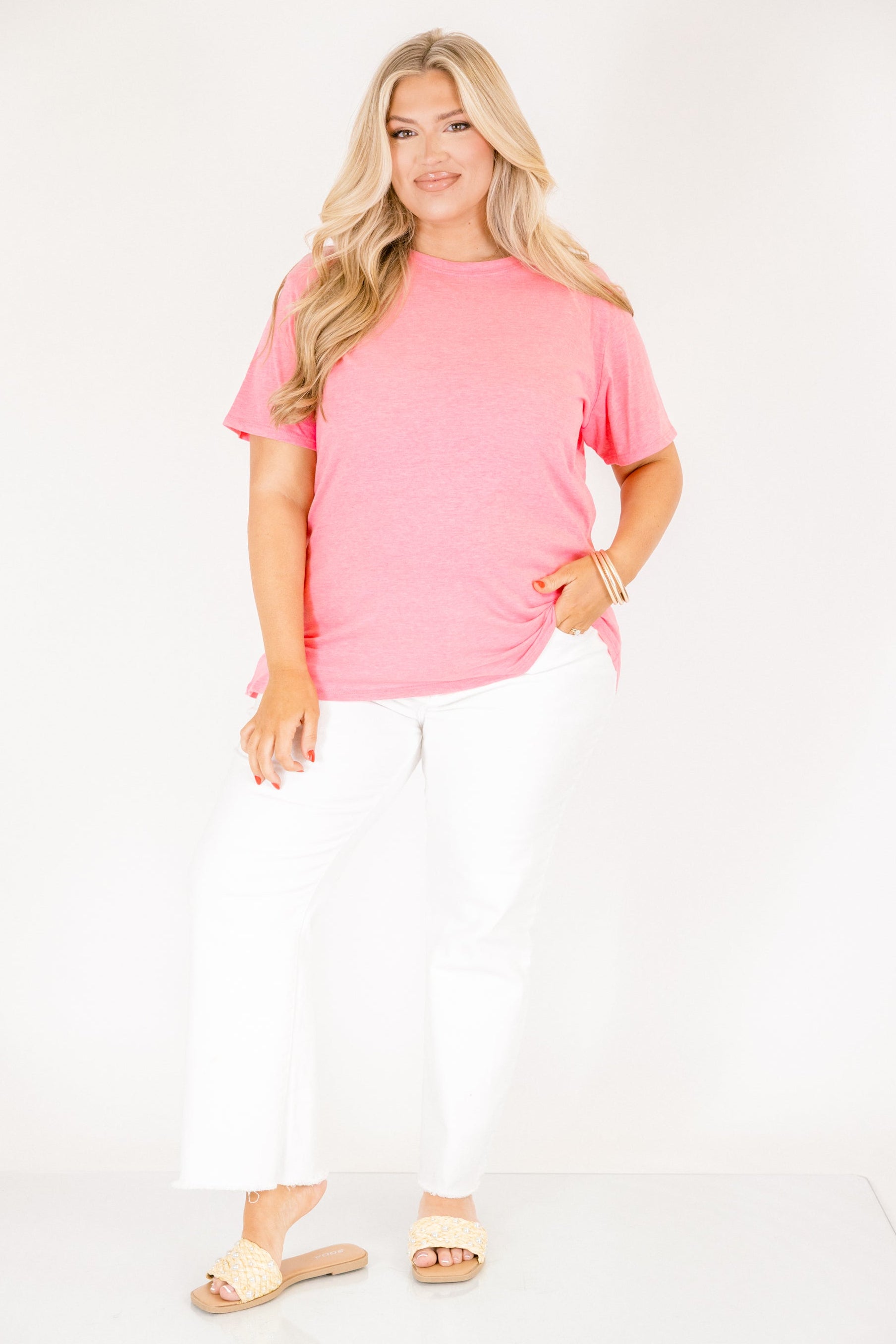 String of Luck Tee, Heather Fuchsia