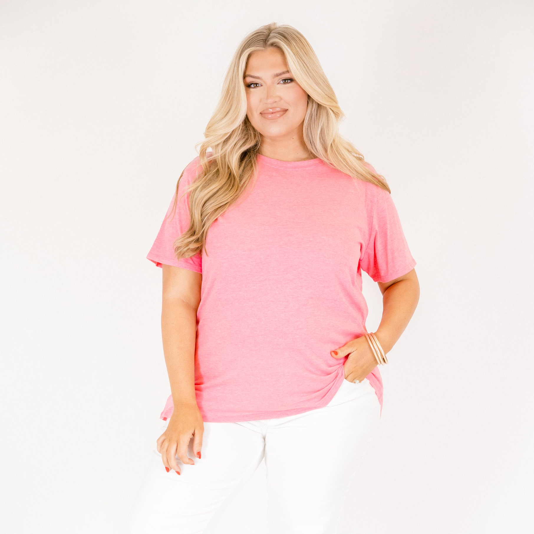 String of Luck Tee, Heather Fuchsia