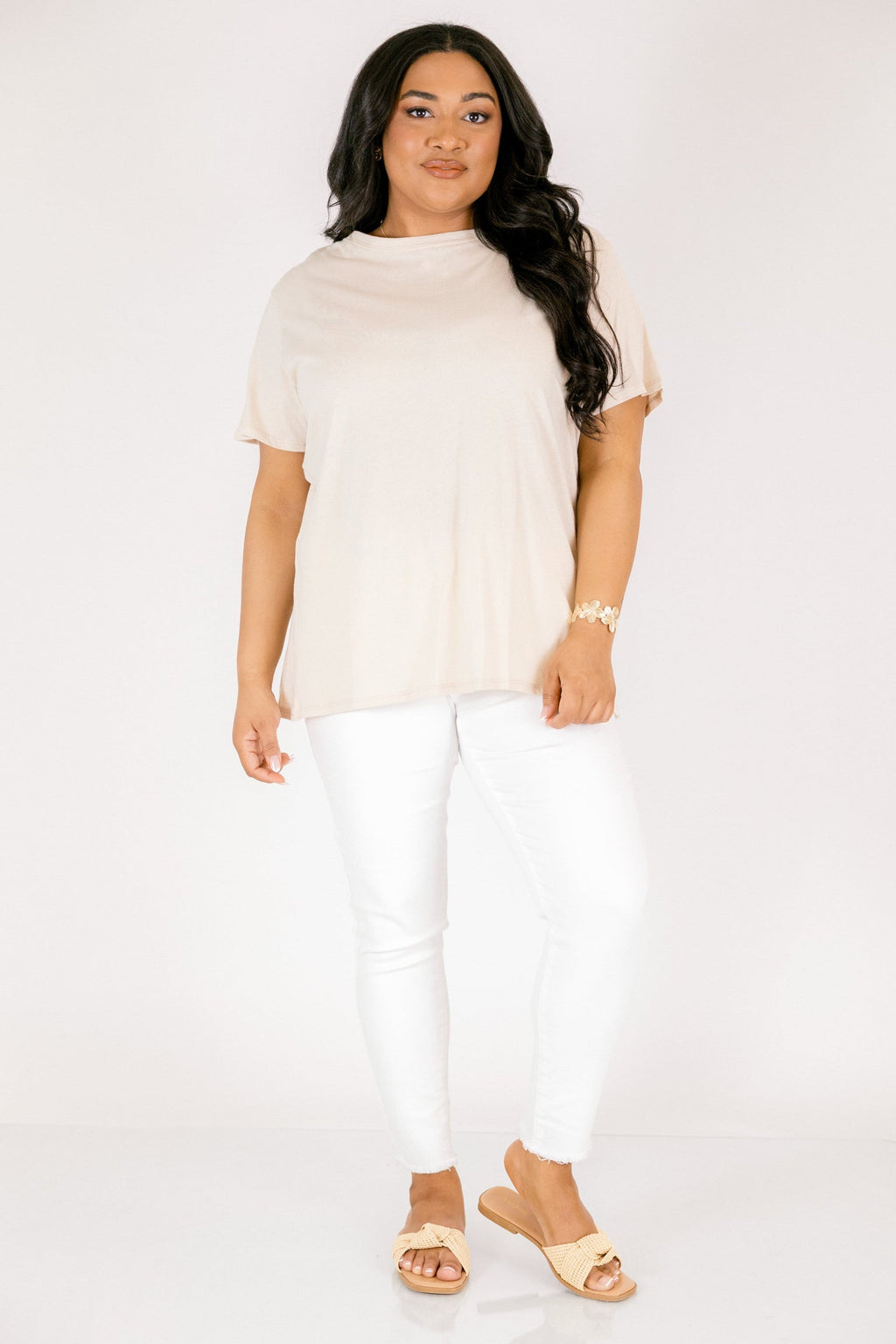 String of Luck Tee, Sand Beige