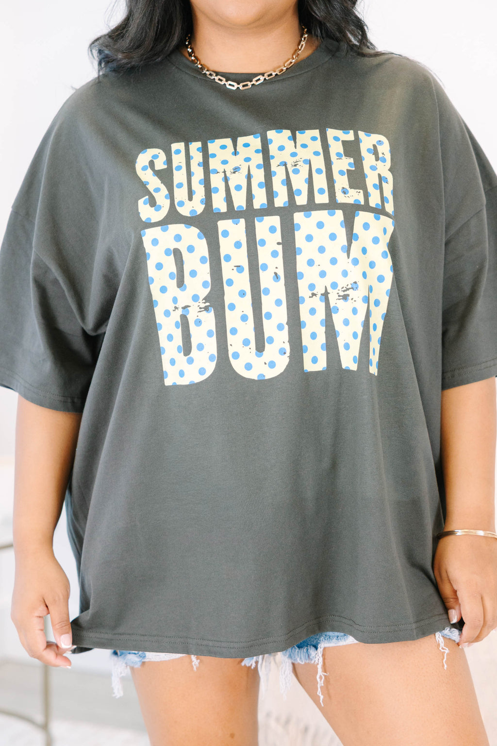 Summer Bummin' Boyfriend Tee, Smoke Grey