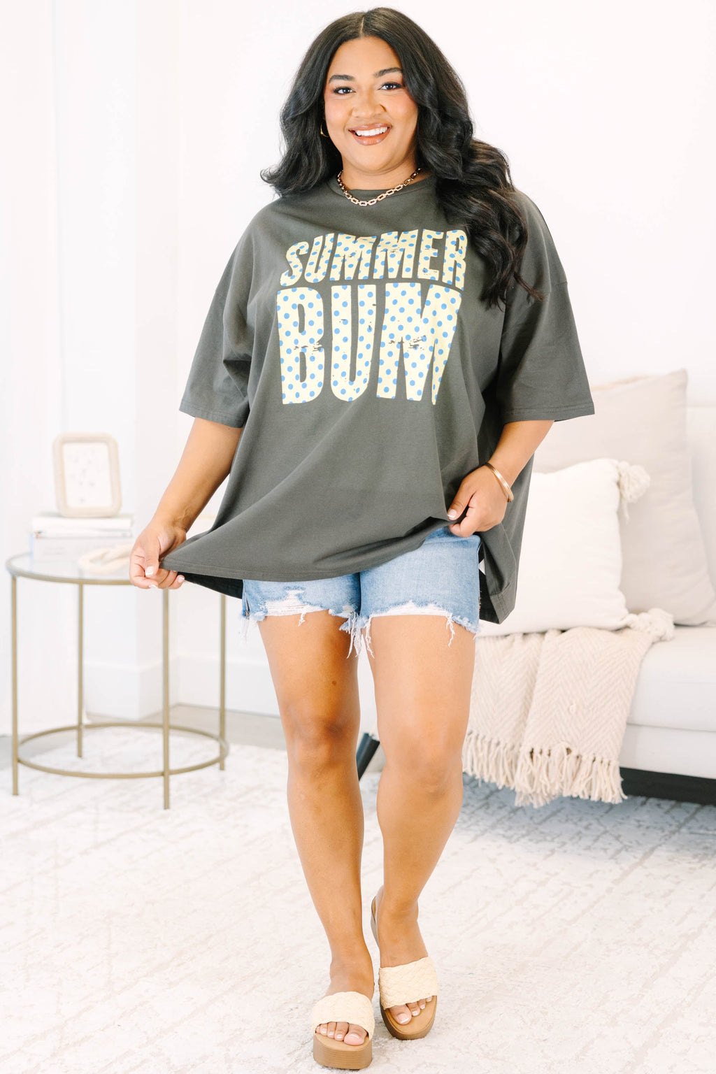 Summer Bummin' Boyfriend Tee, Smoke Grey