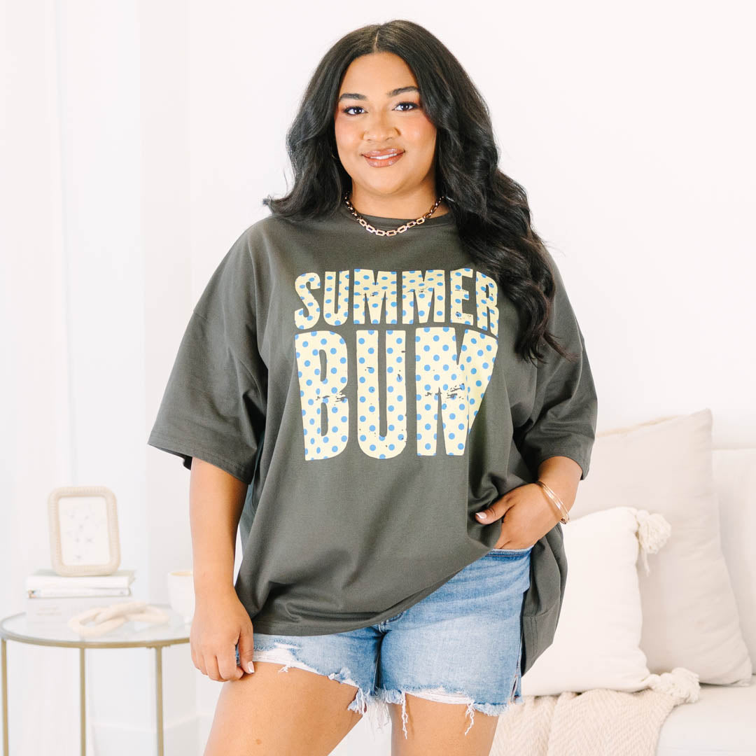 Summer Bummin' Boyfriend Tee, Smoke Grey