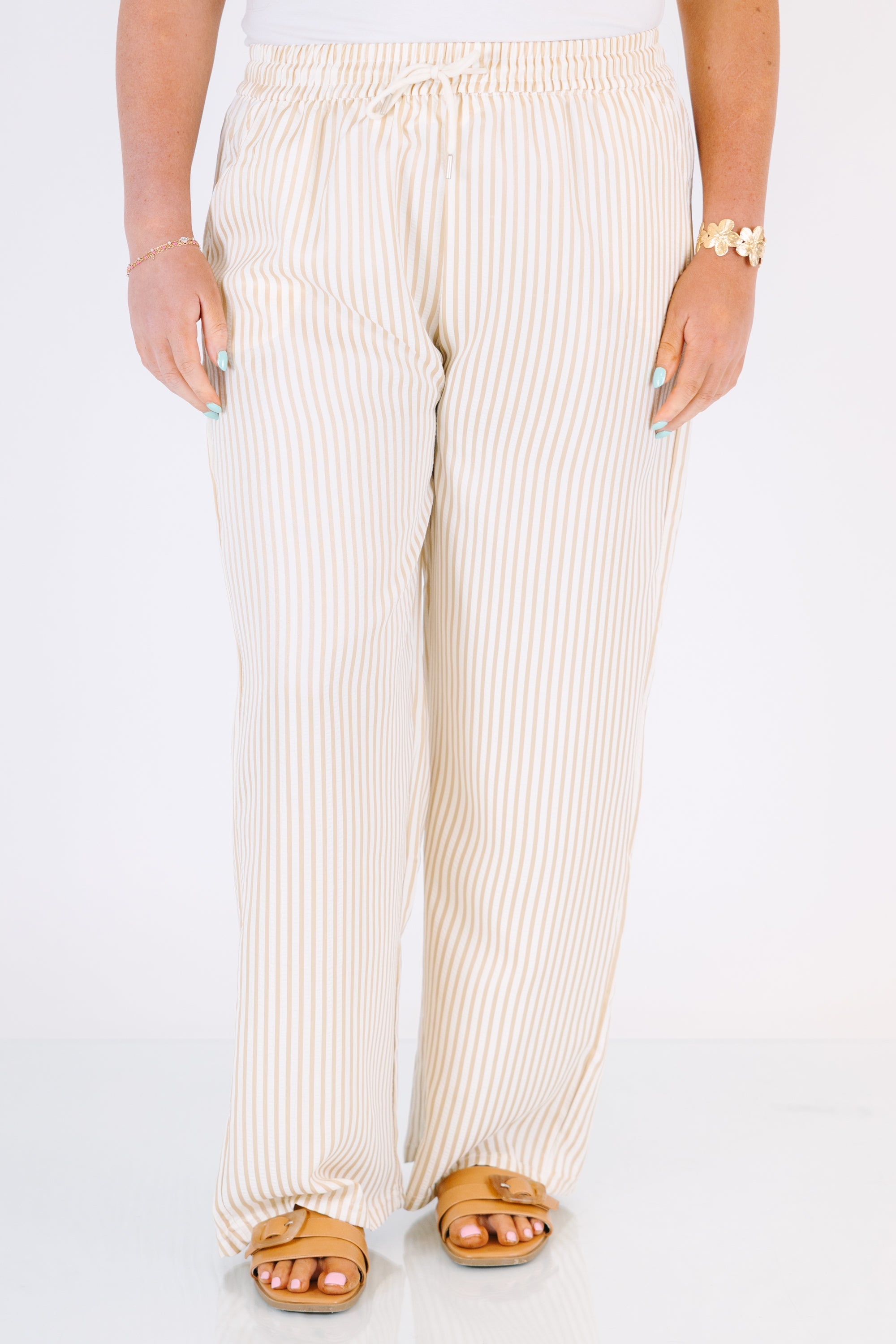 Summer Comfort Pants, Beige Stripe
