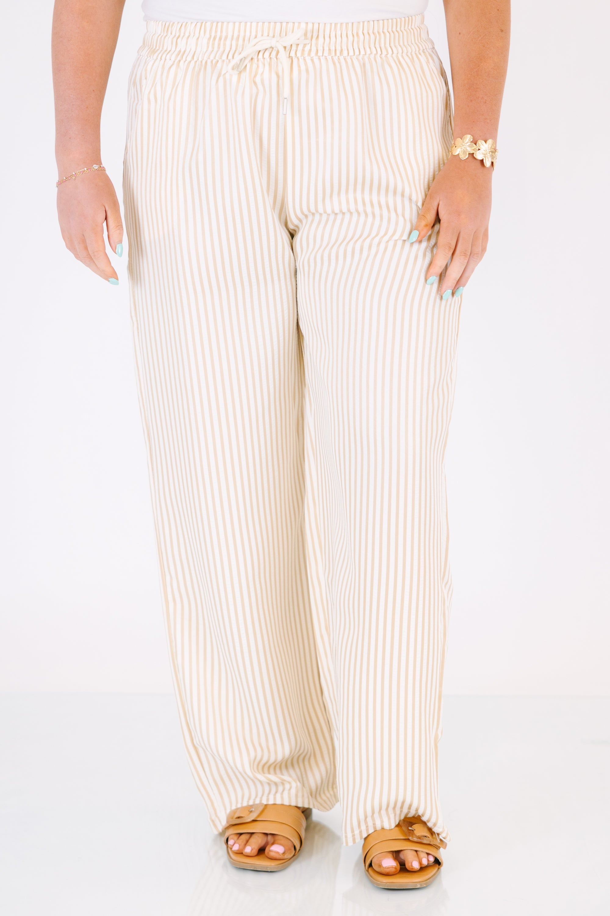 Summer Comfort Pants, Beige Stripe