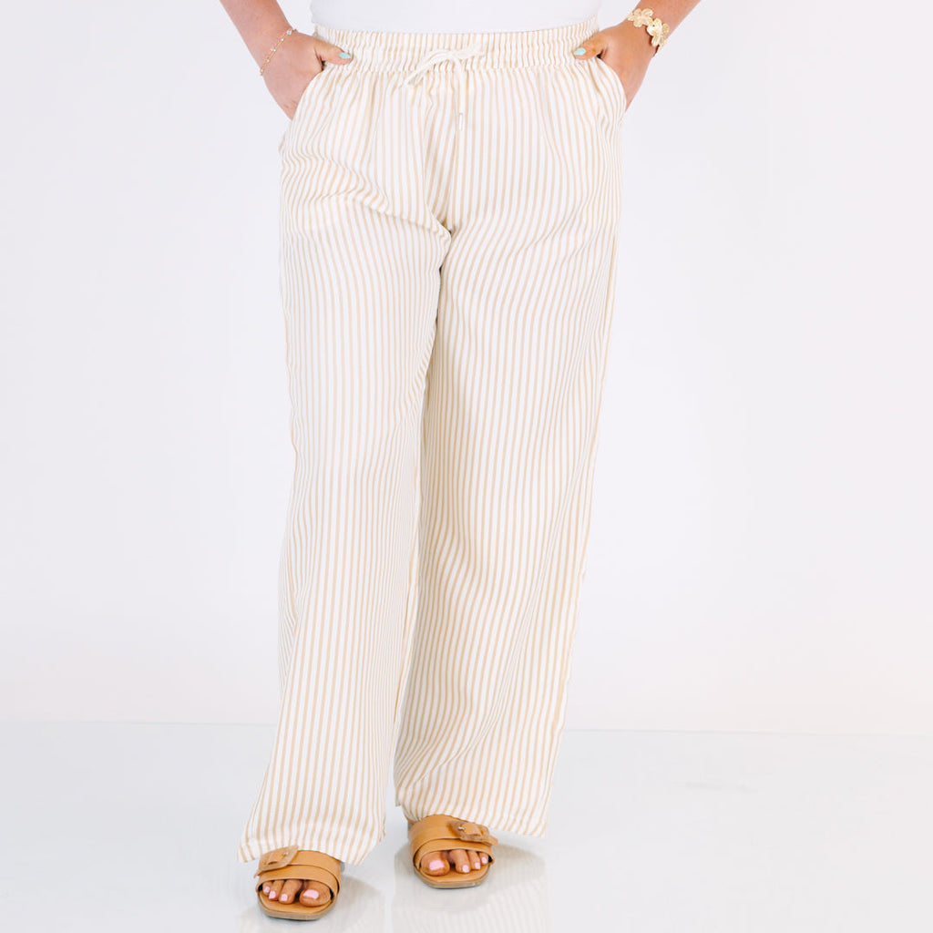 Summer Comfort Pants, Beige Stripe