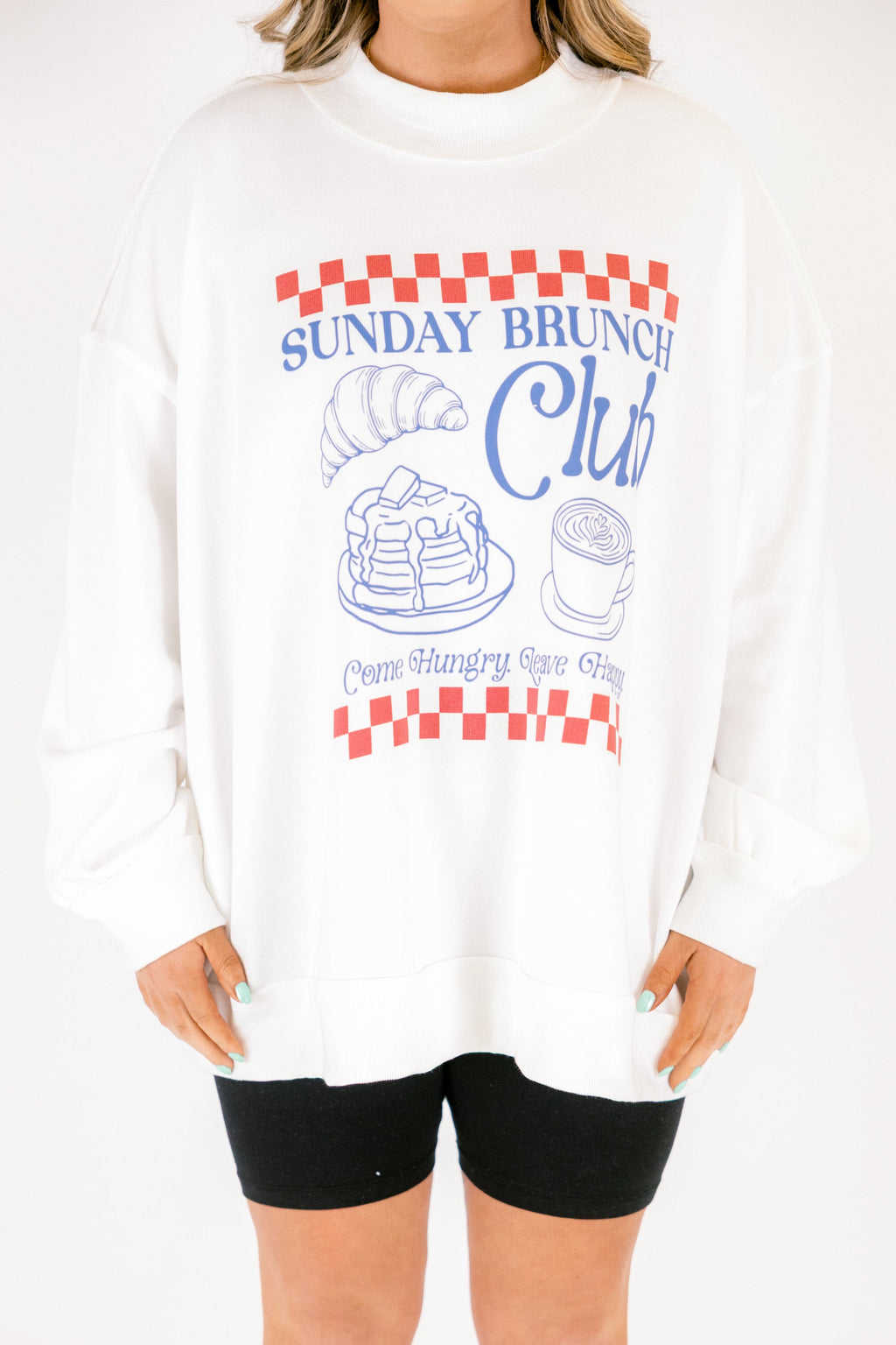 Sunday Brunch Club Mock Neck Pullover, Ivory
