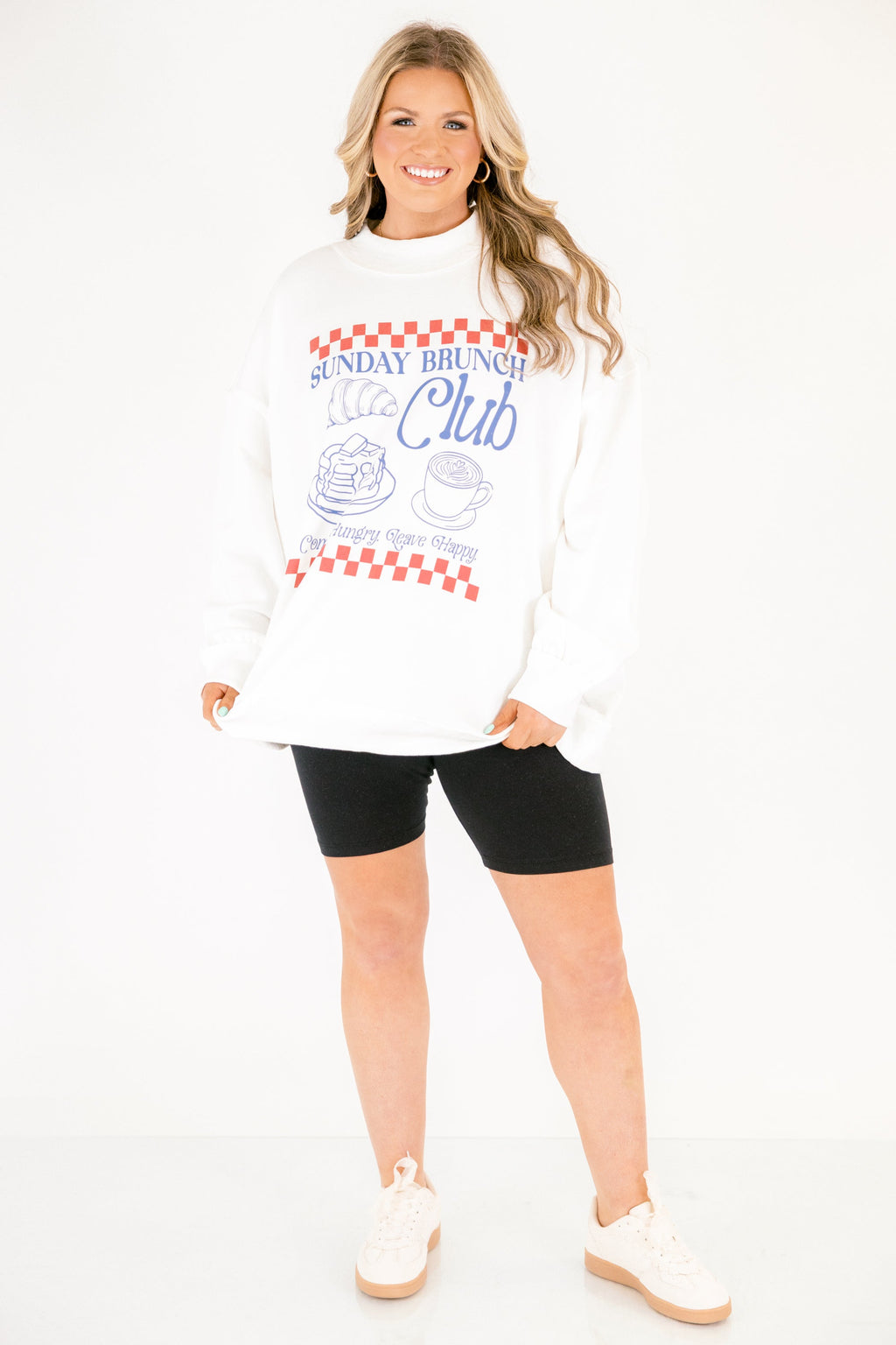 Sunday Brunch Club Mock Neck Pullover, Ivory