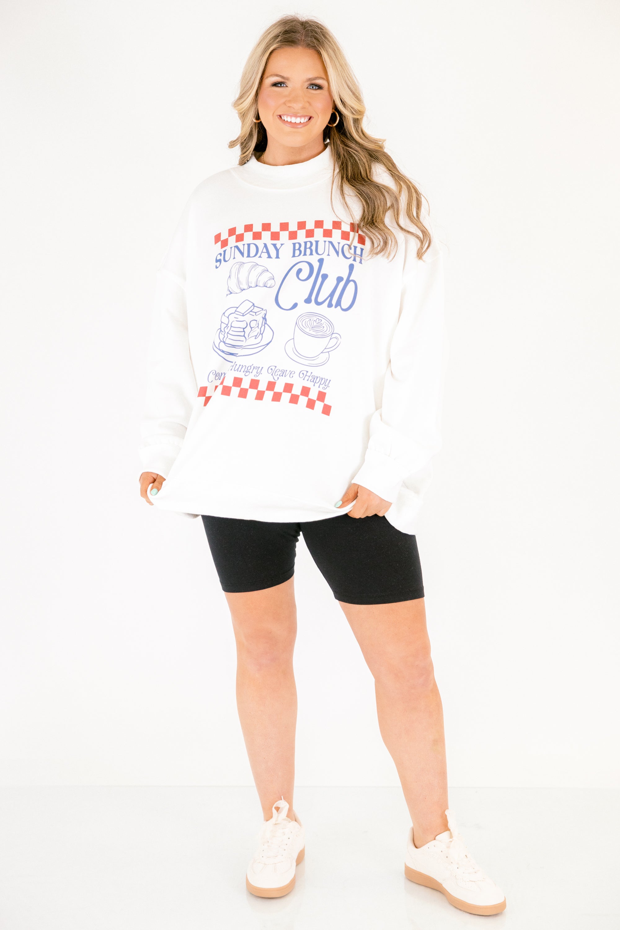 Sunday Brunch Club Mock Neck Pullover, Ivory