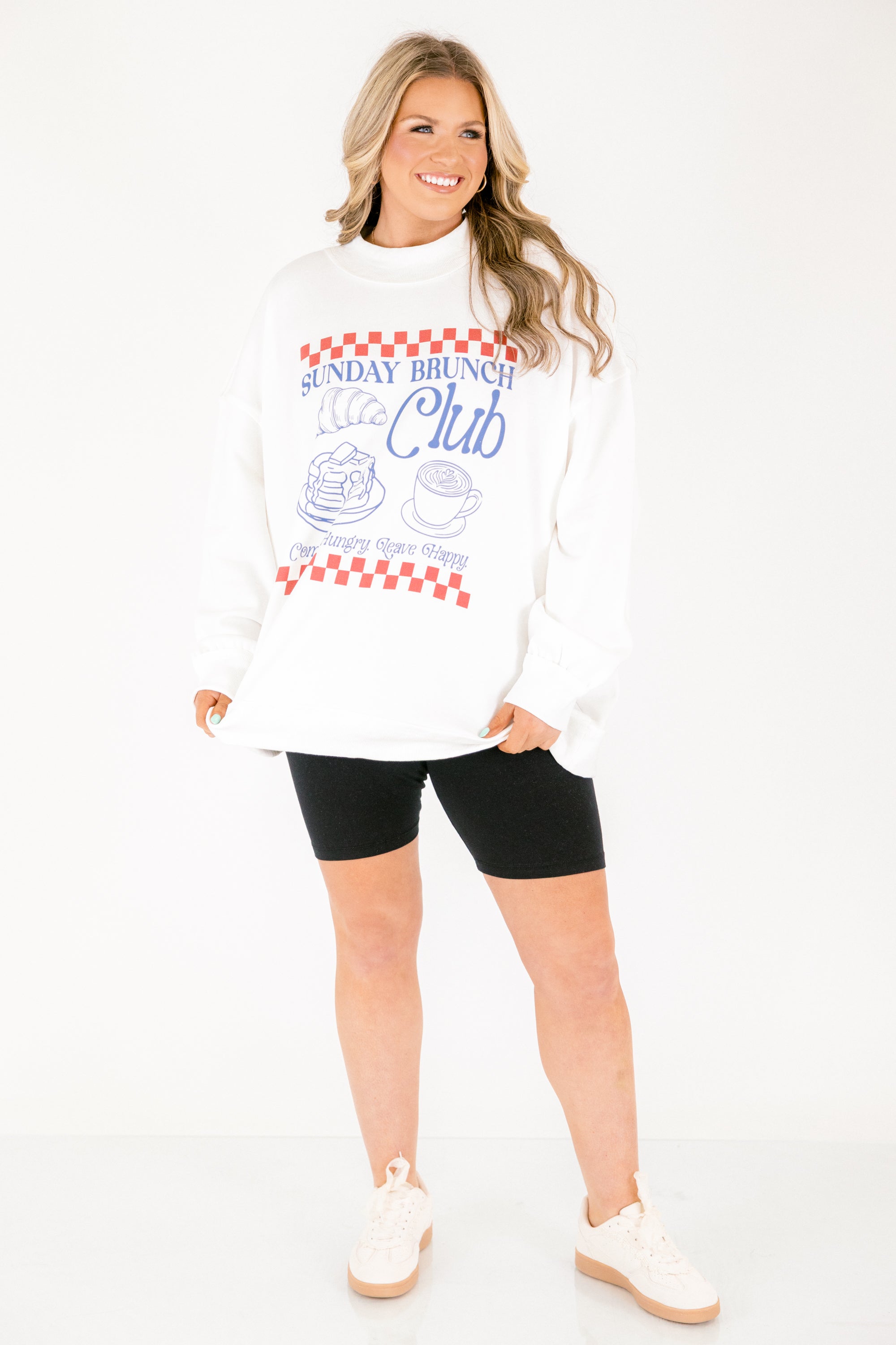 Sunday Brunch Club Mock Neck Pullover, Ivory