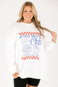 Sunday Brunch Club Mock Neck Pullover, Ivory