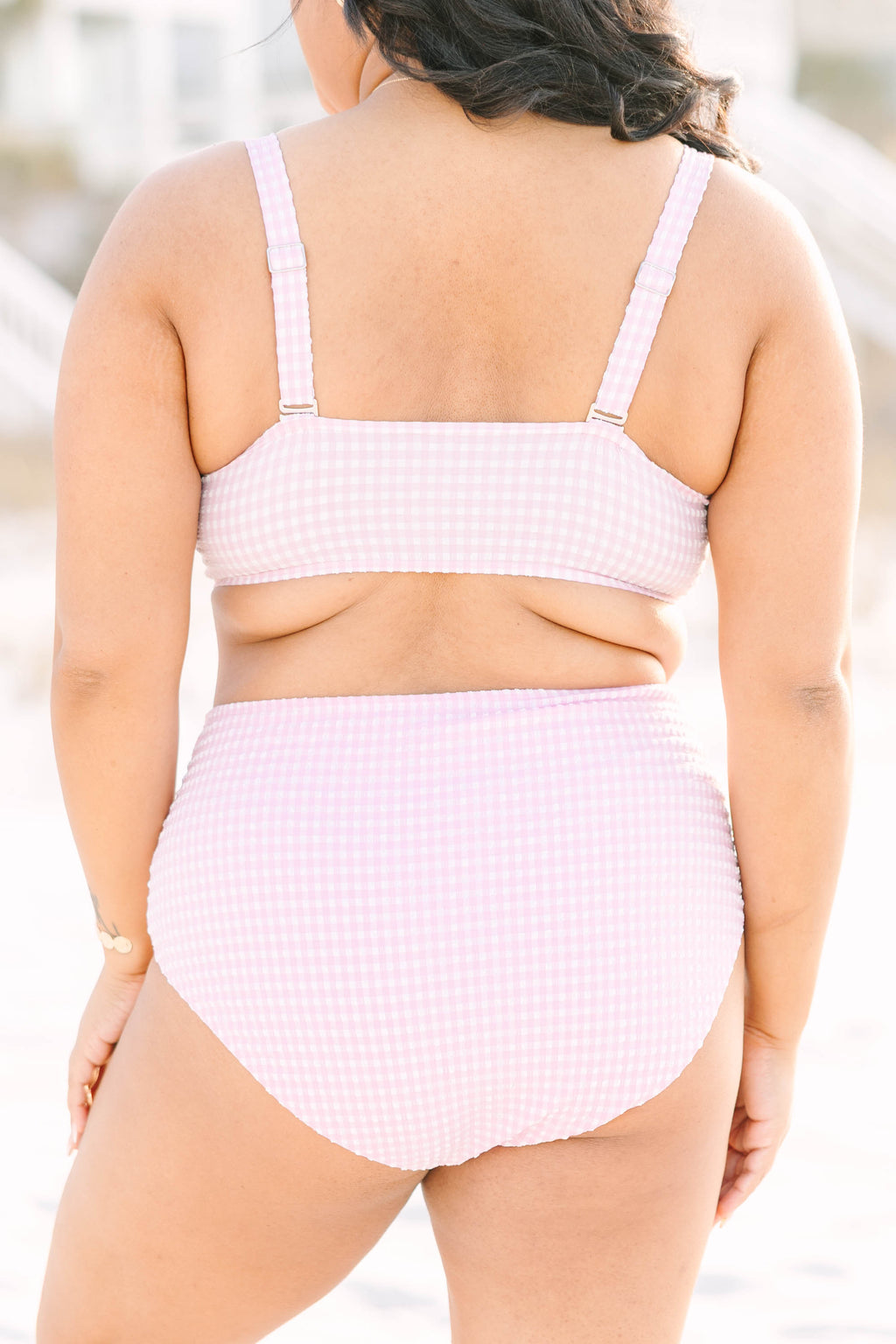 Sunday Sweetheart Swim Top, Pink Gingham